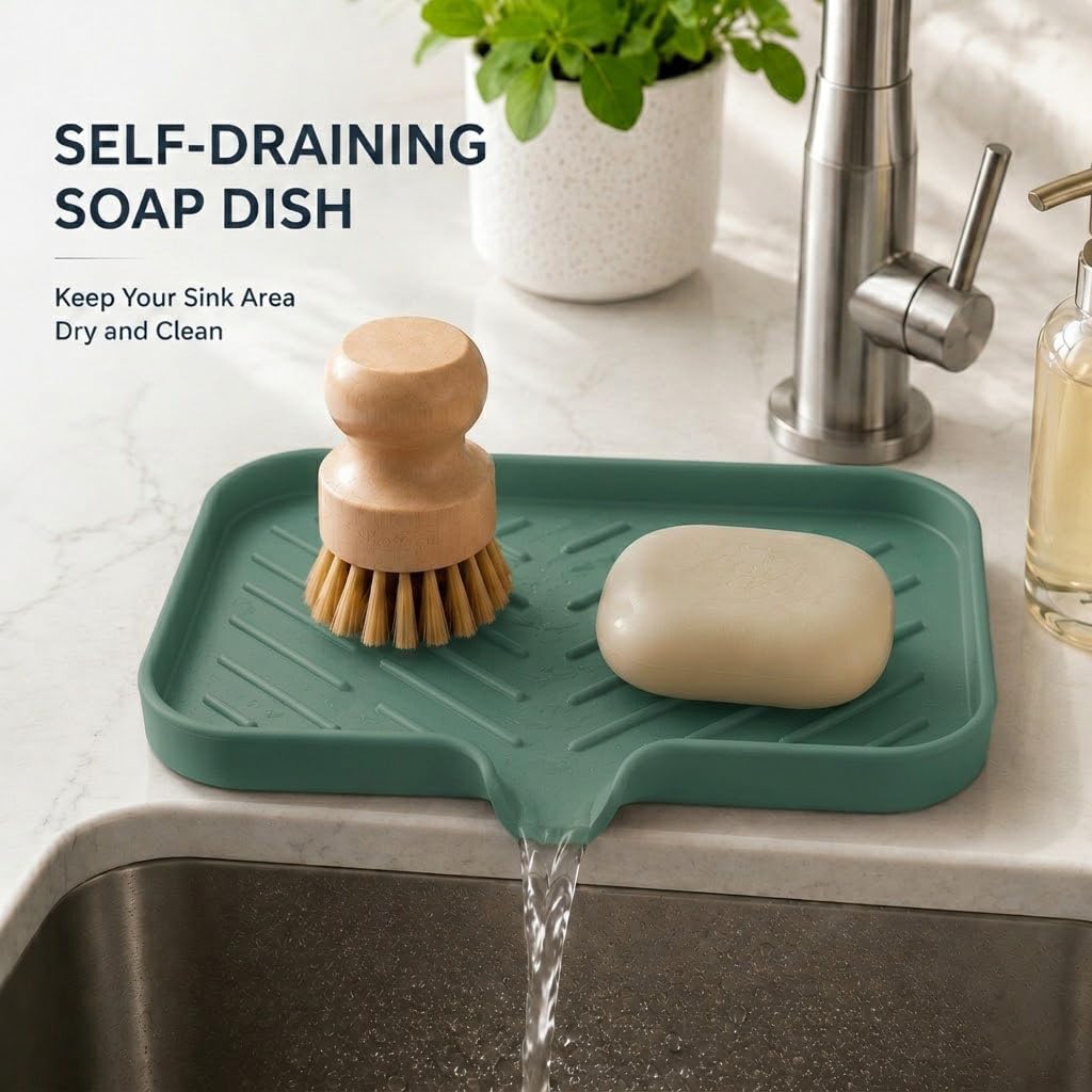 Silicone Soap Dish with Drain Spout