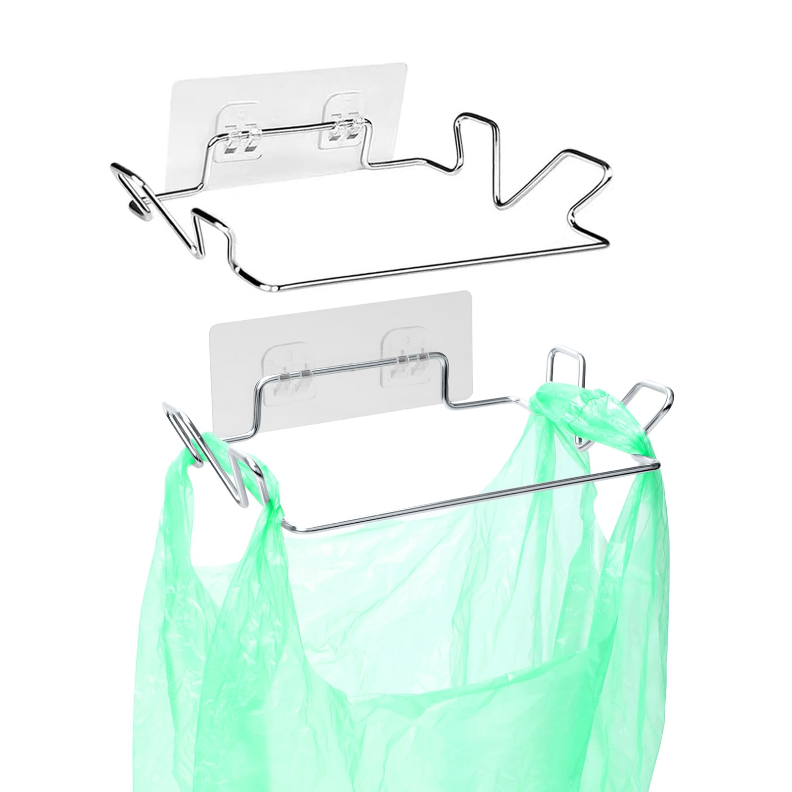 2 Pcs Stainless Steel Trash Bag Holder for Kitchen Cabinets Doors and Cupboards (2 Count)