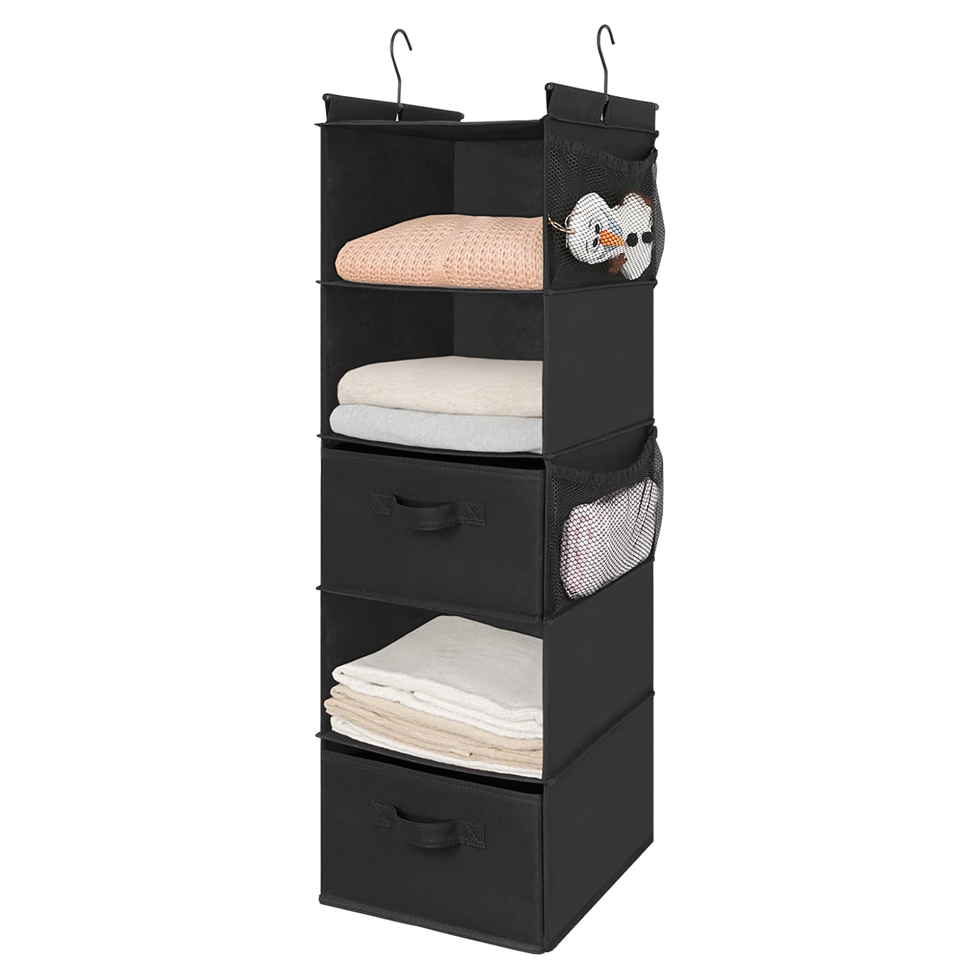 5 Shelf Hanging Closet Organizer with 2 Drawers (5 Count)