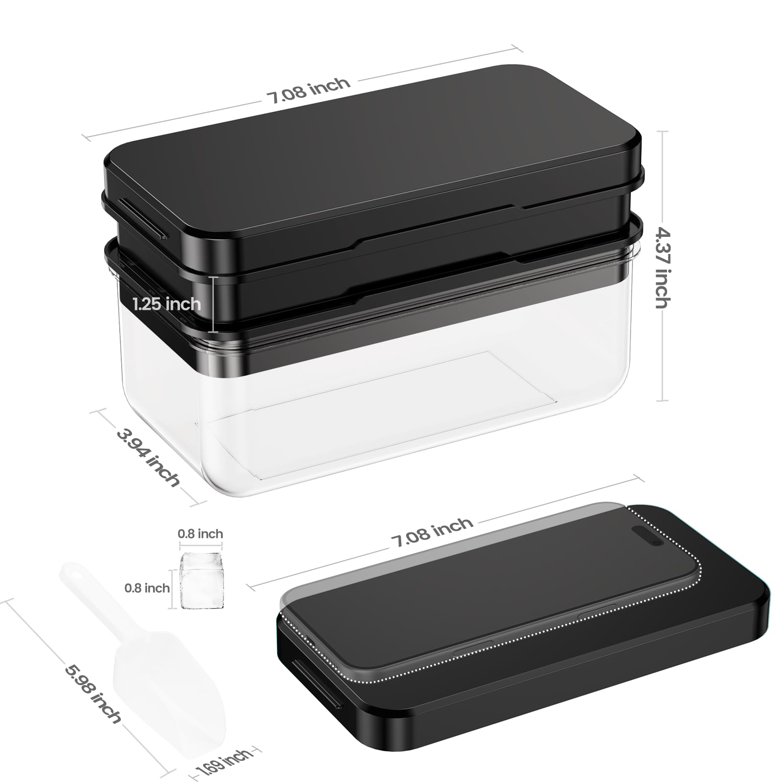 Ice Cube Tray with Lid and Bin