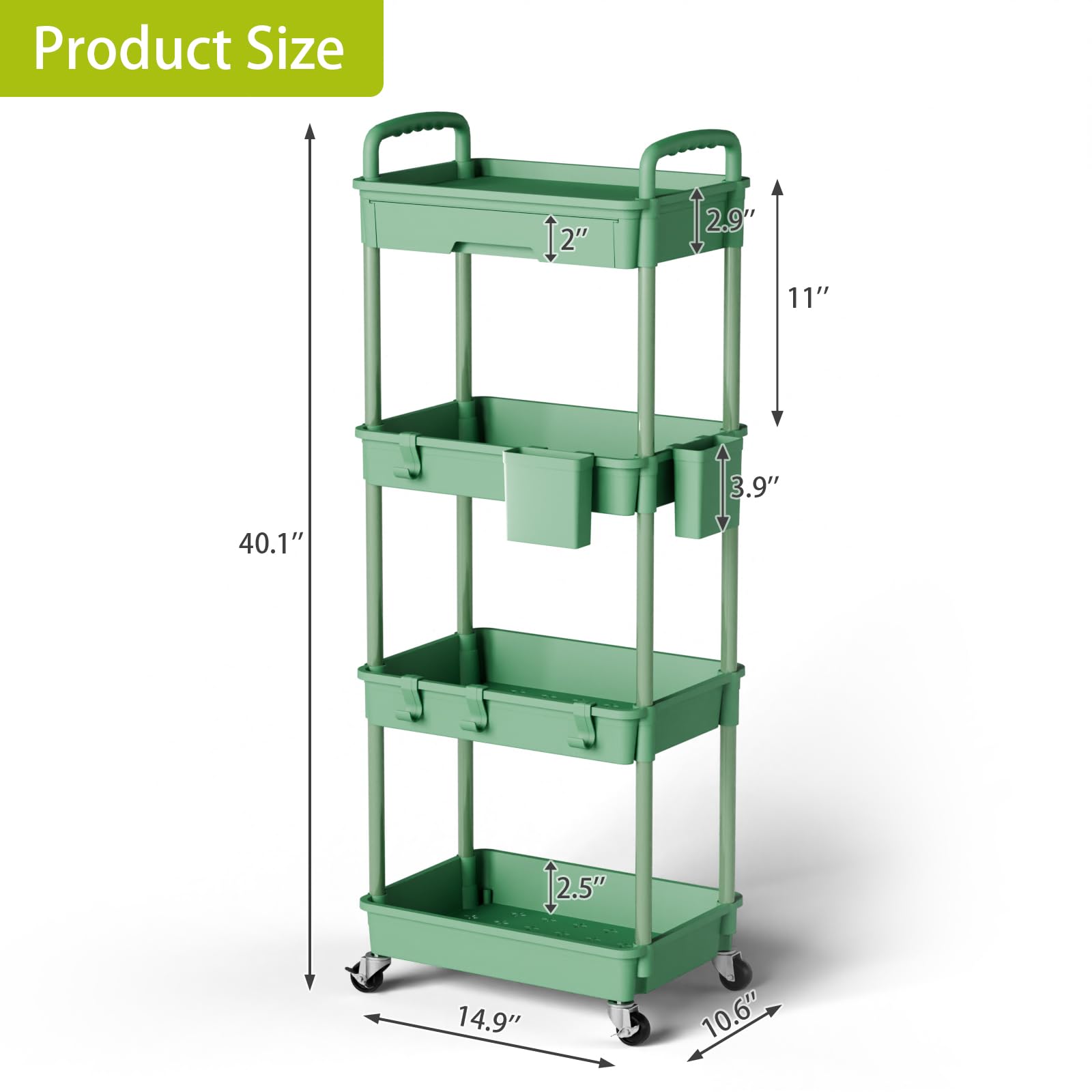 4 Tier Rolling Cart Organizer
