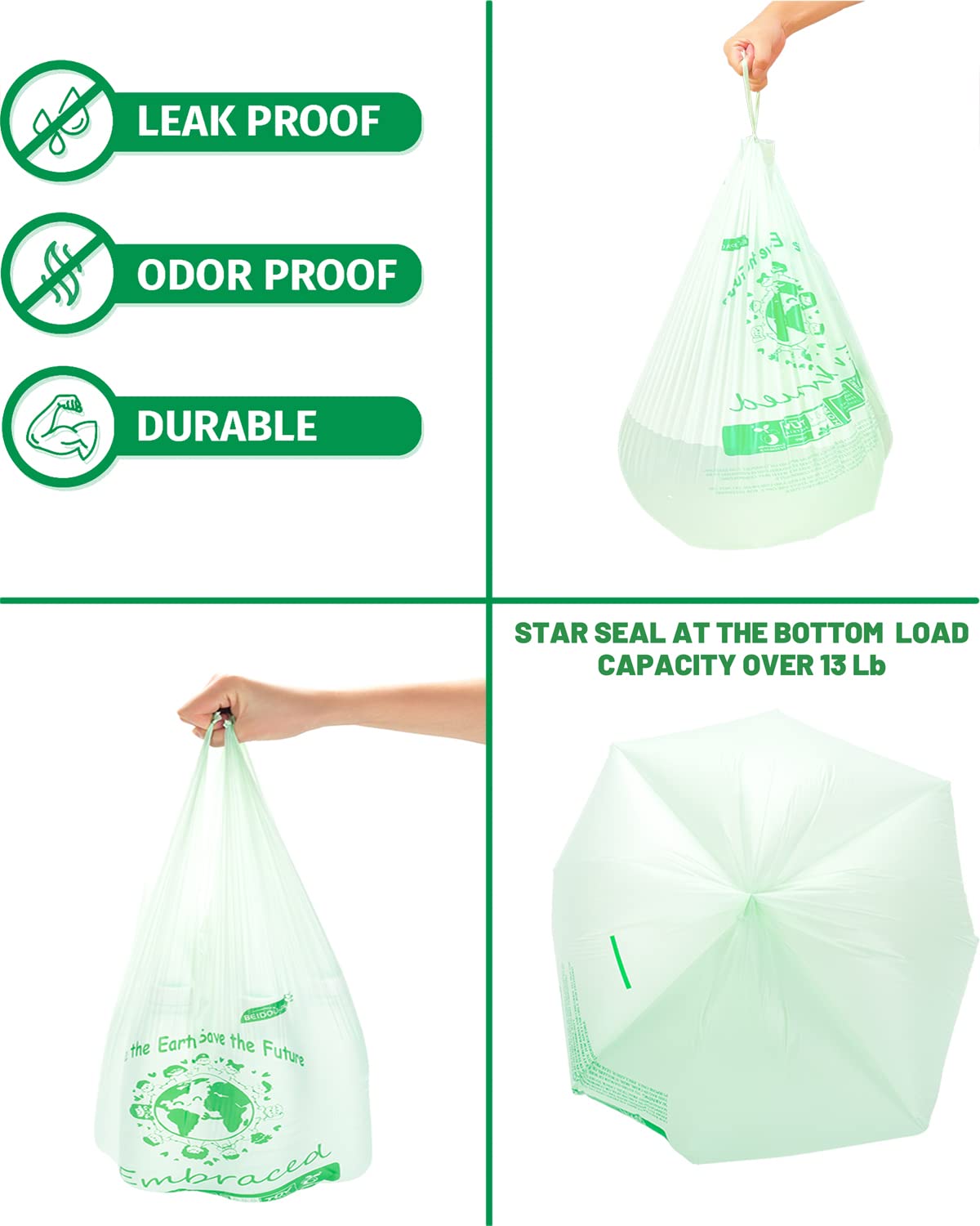 100% Compostable Trash Bags (200 Count)