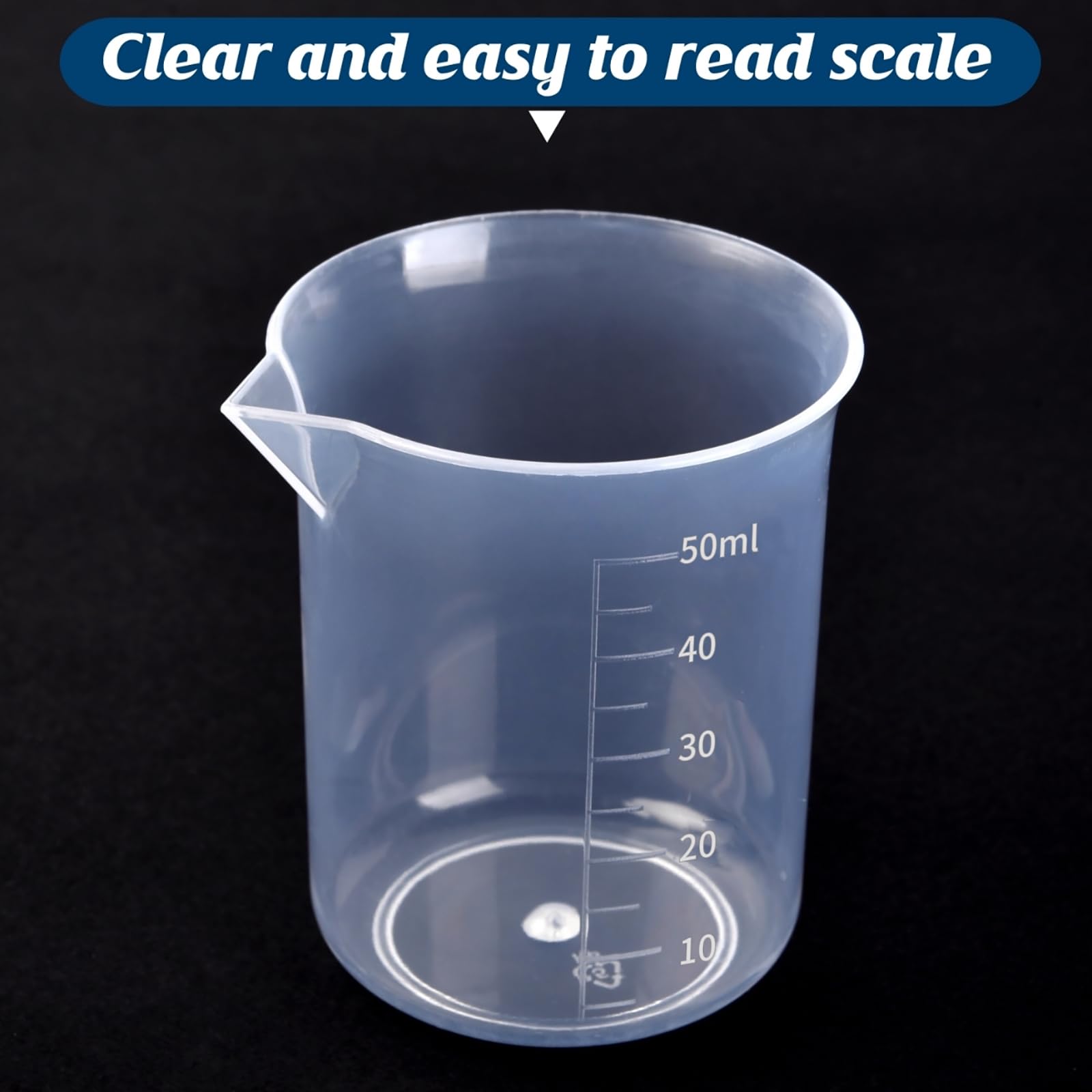 50ml Plastic Laboratory Beakers with Transparent Measuring Scale (15 Count (50ml))