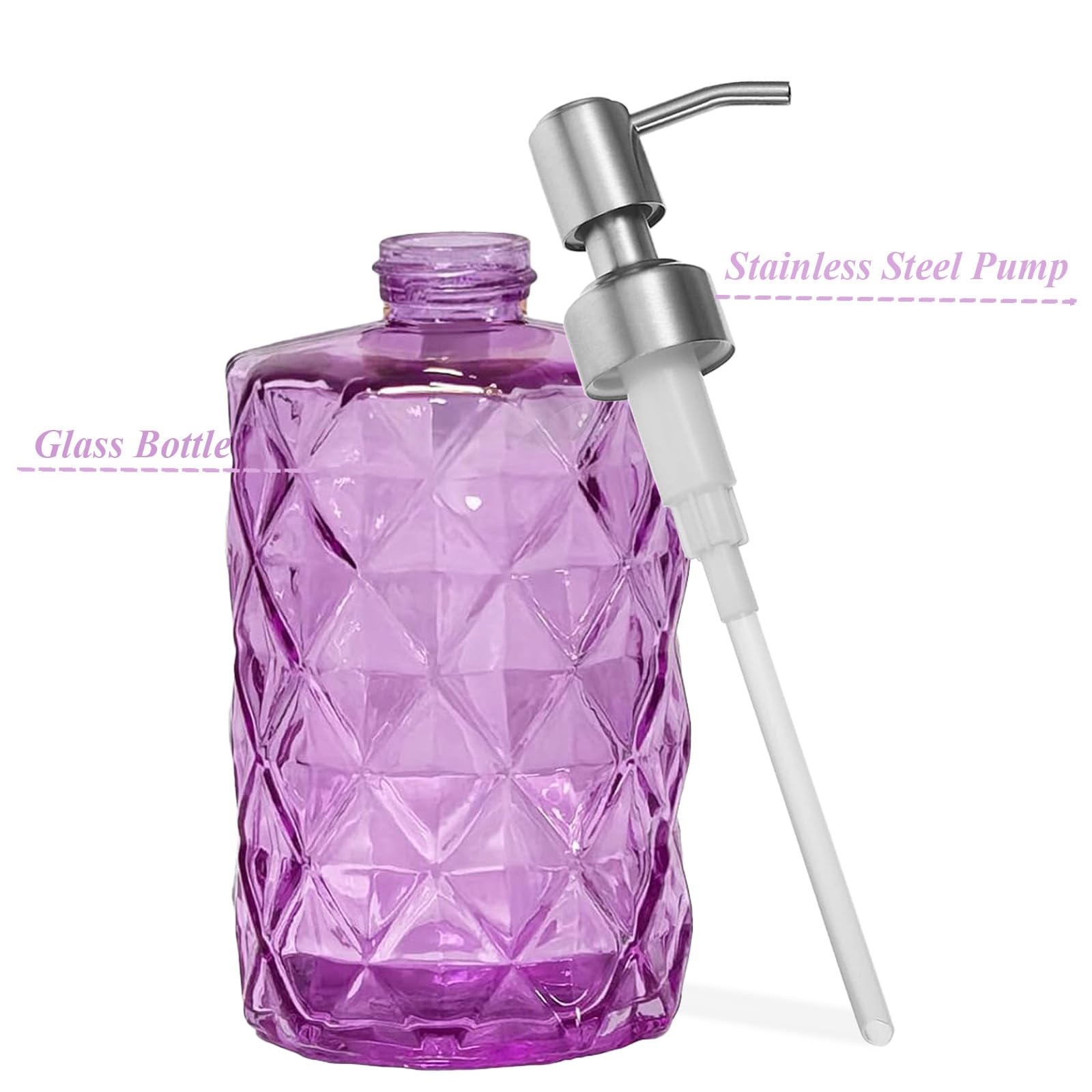 12Oz Purple Glass Soap Dispenser