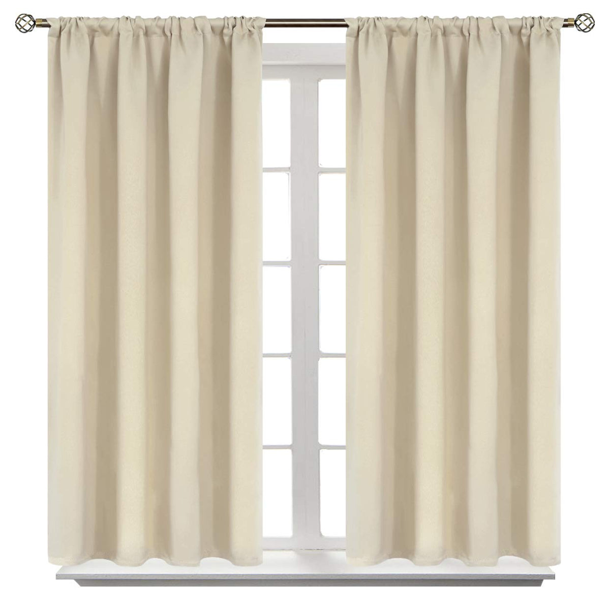 Beige Blackout Curtains 40 Inches Long for Kitchen Window (2 Count)