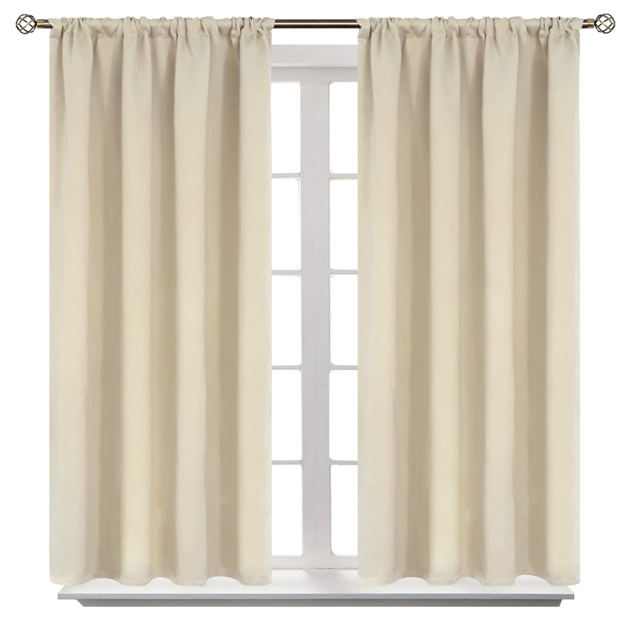 Beige Blackout Curtains 40 Inches Long for Kitchen Window (2 Count)
