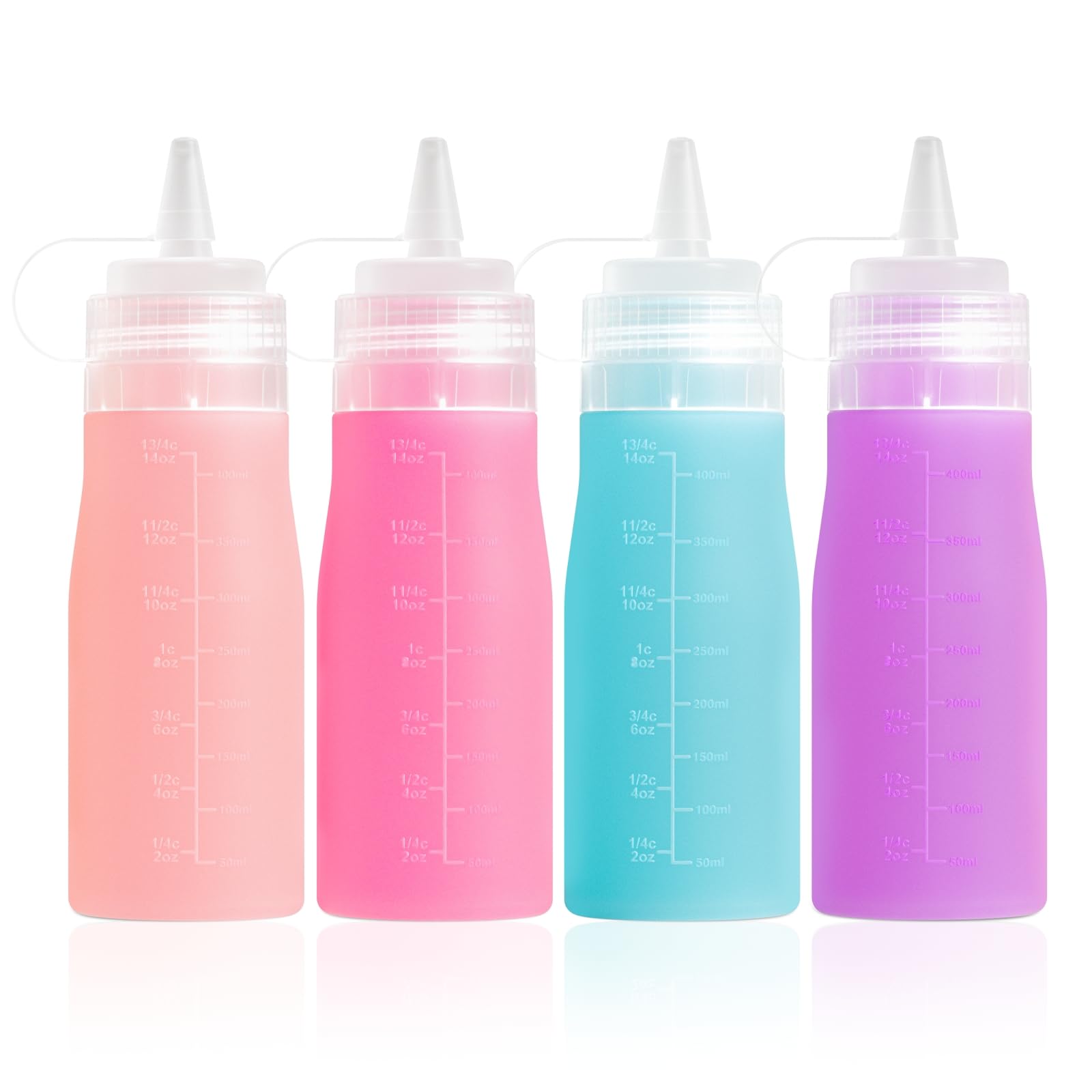 16 oz Silicone Squeeze Bottles for Sauces & Oil (4 Count)