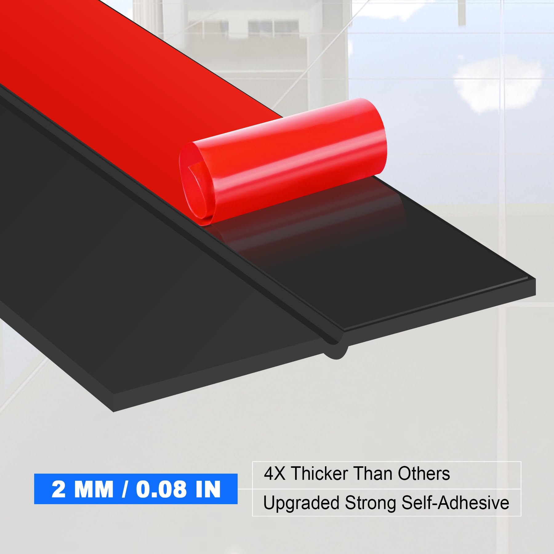 Weather Stripping Silicone Door Seal Strip 3 in x 20 ft Door Draft Stopper Self Adhesive Tape (20 Foot)