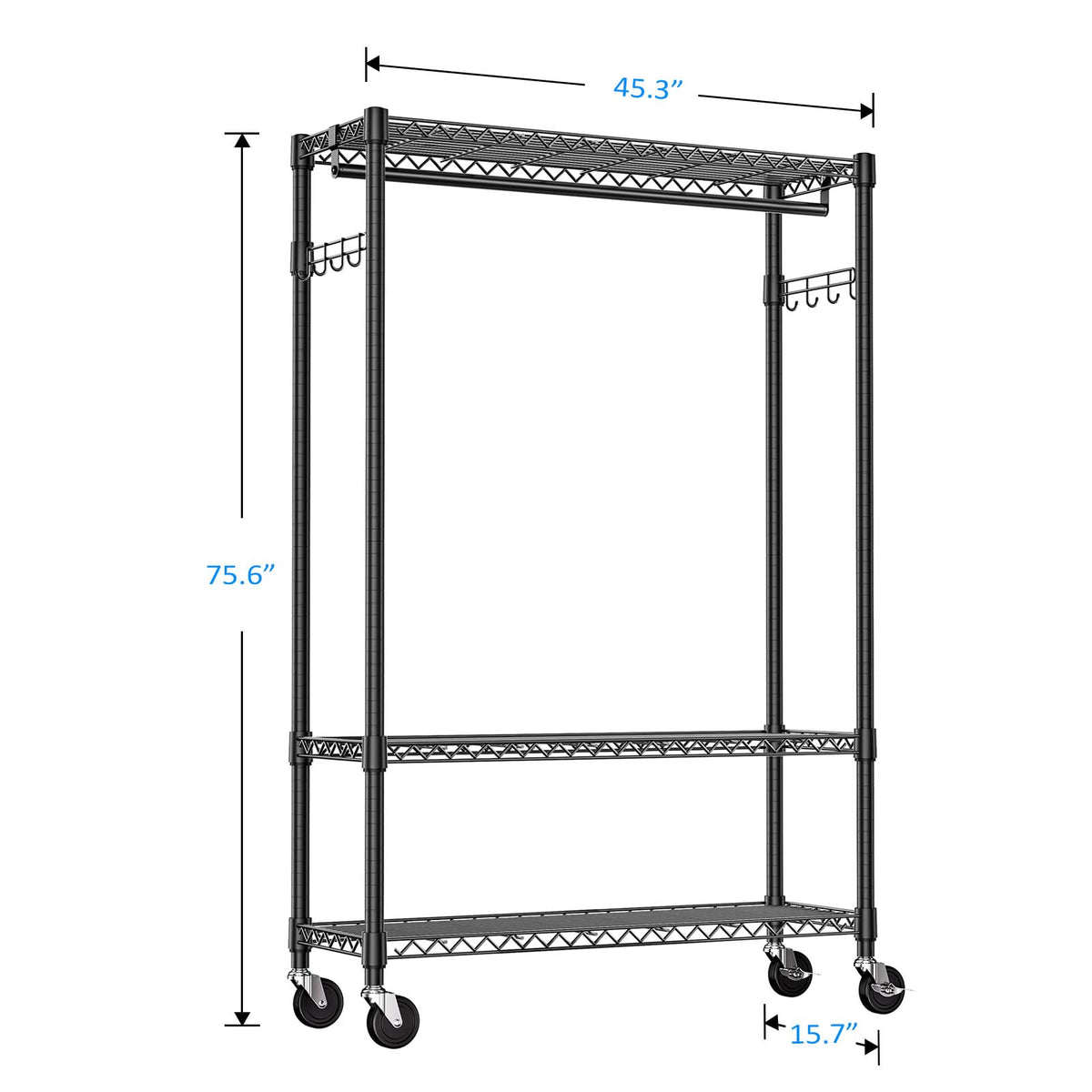 Heavy Duty Rolling Garment Rack Wire Clothes Rack for Hanging Clothes