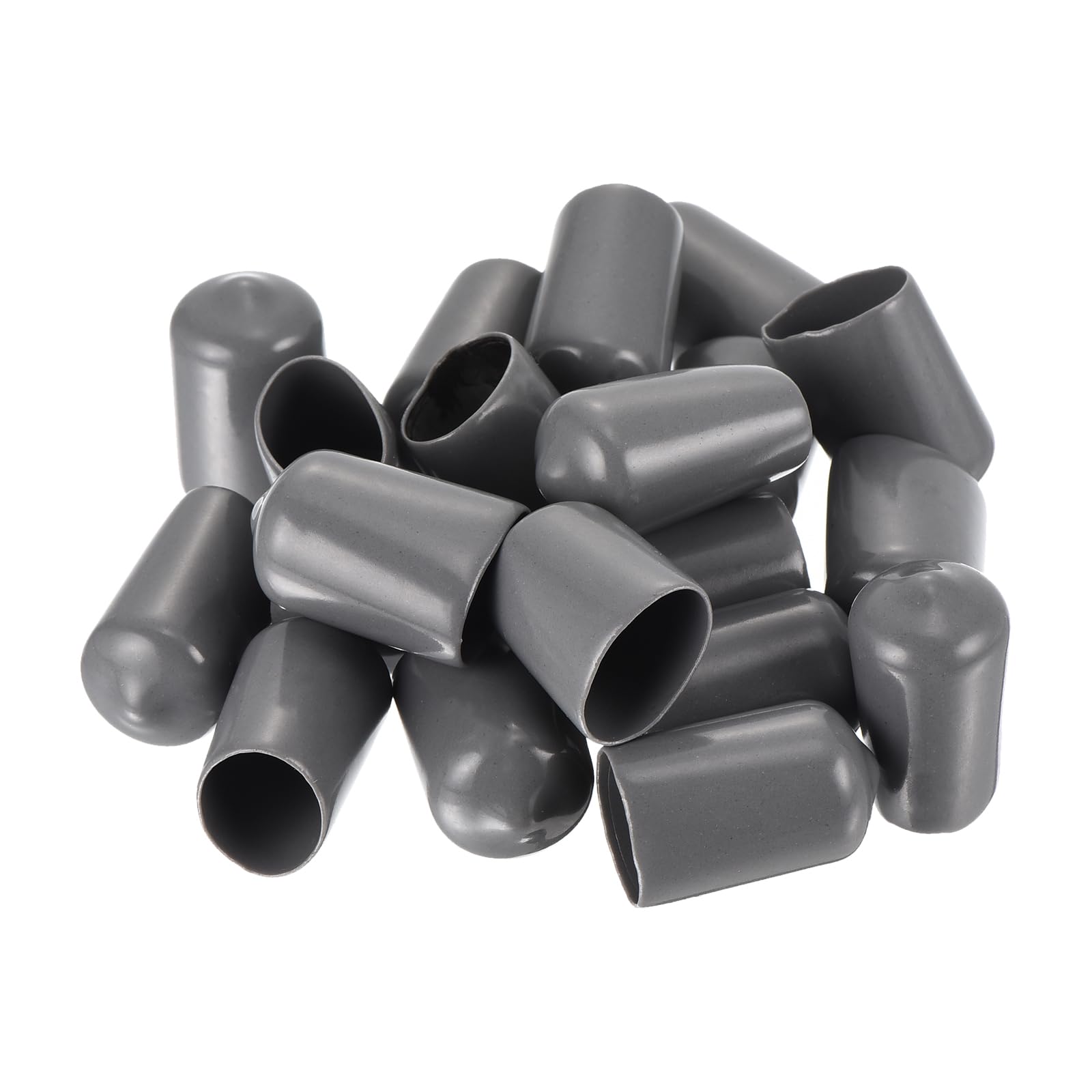 20pcs Rubber End Caps 13mm ID Vinyl PVC Round Tube Bolt Cap Cover Screw Thread Protectors Dark Grey