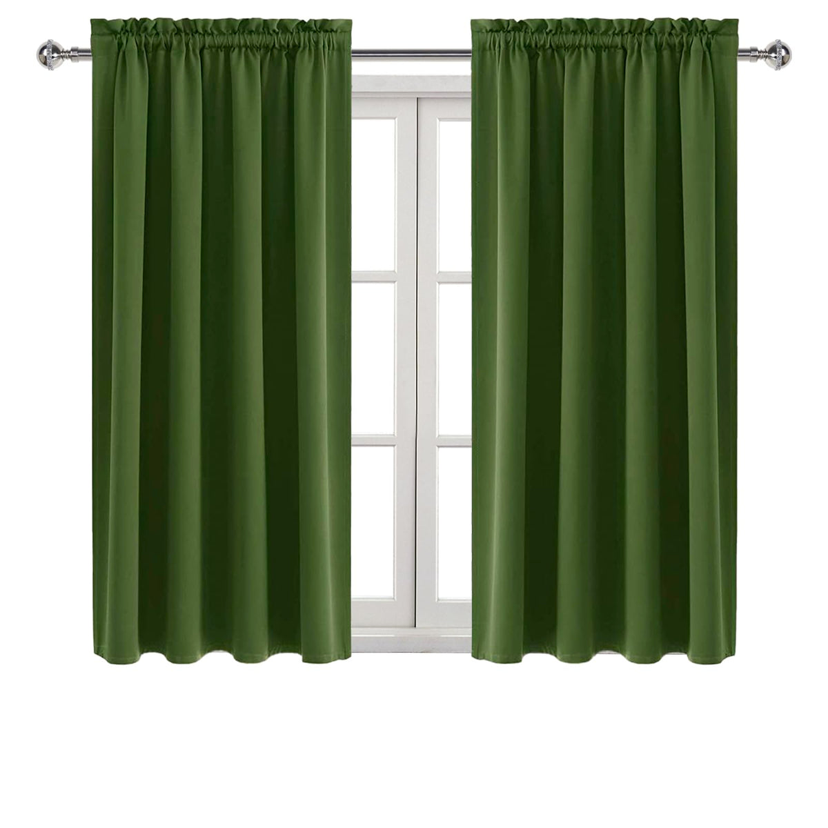 Blackout Curtains for Bedroom 42 x 54 Inch Long Olive Green 2 Panels (2 Count)