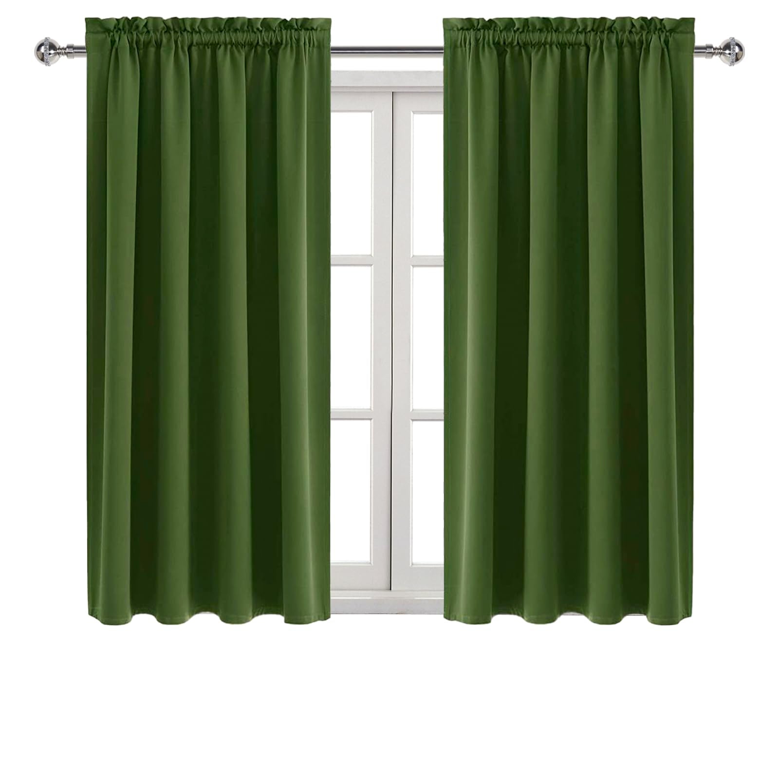 Blackout Curtains for Bedroom 42 x 45 Inch Long Olive Green 2 Panels (2 Count)