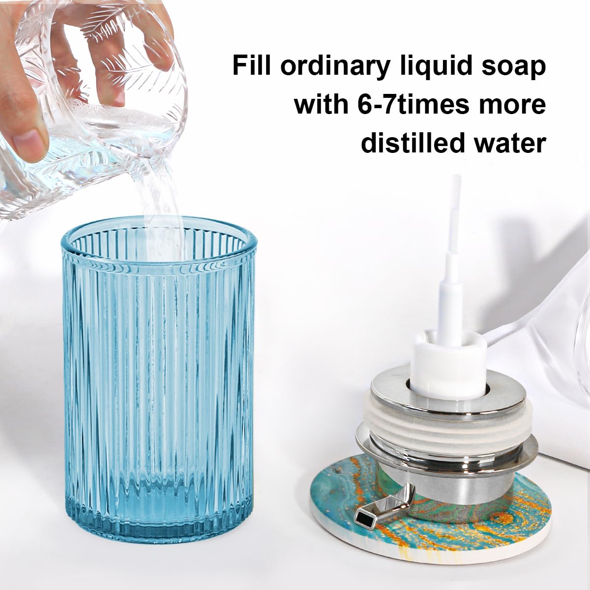 Foaming Soap Dispenser Bathroom Blue Glass Foam Hand Soap Dispenser