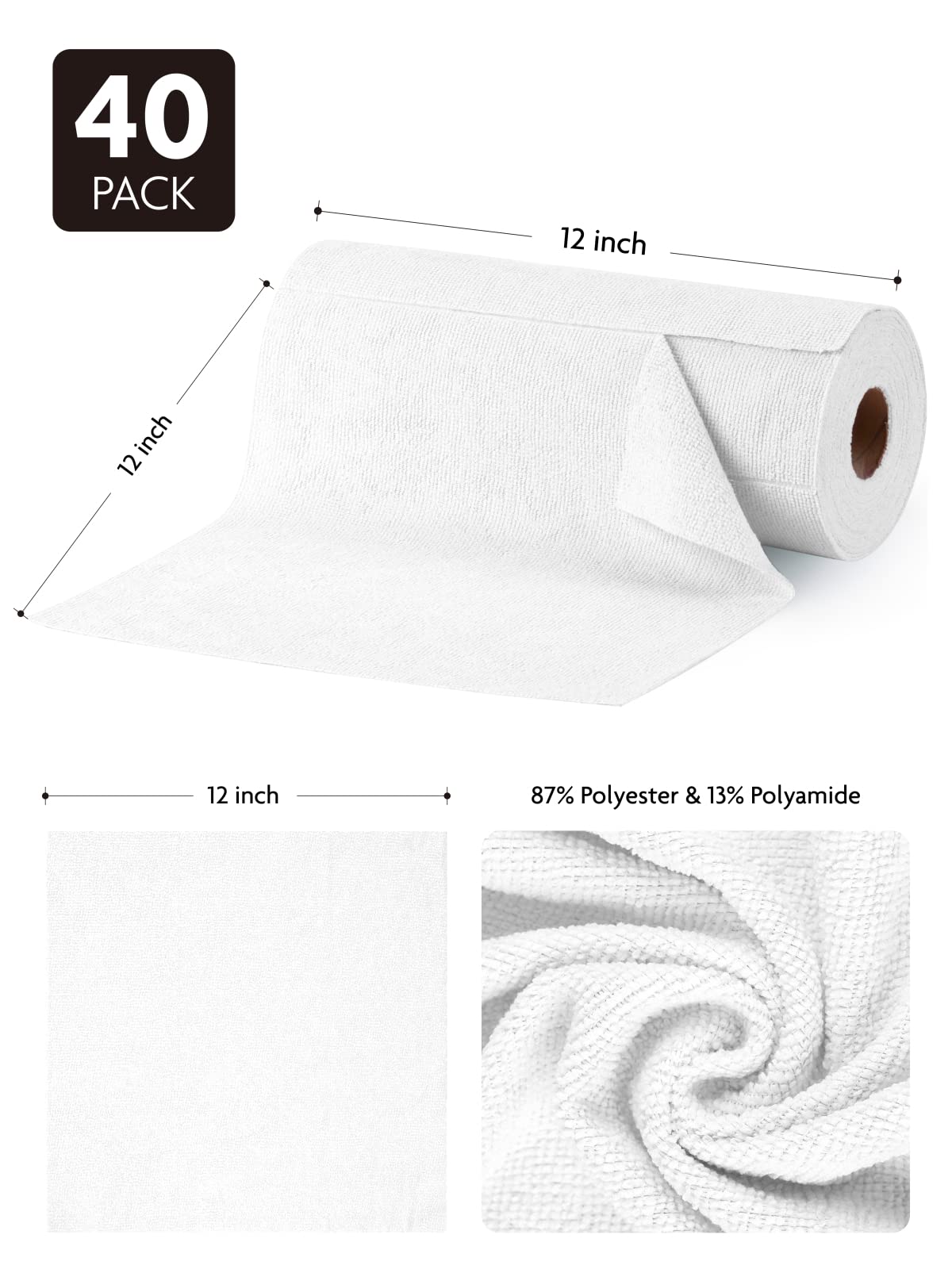 Microfiber Cleaning Cloth Roll (40 Count) - ModHome Supplies