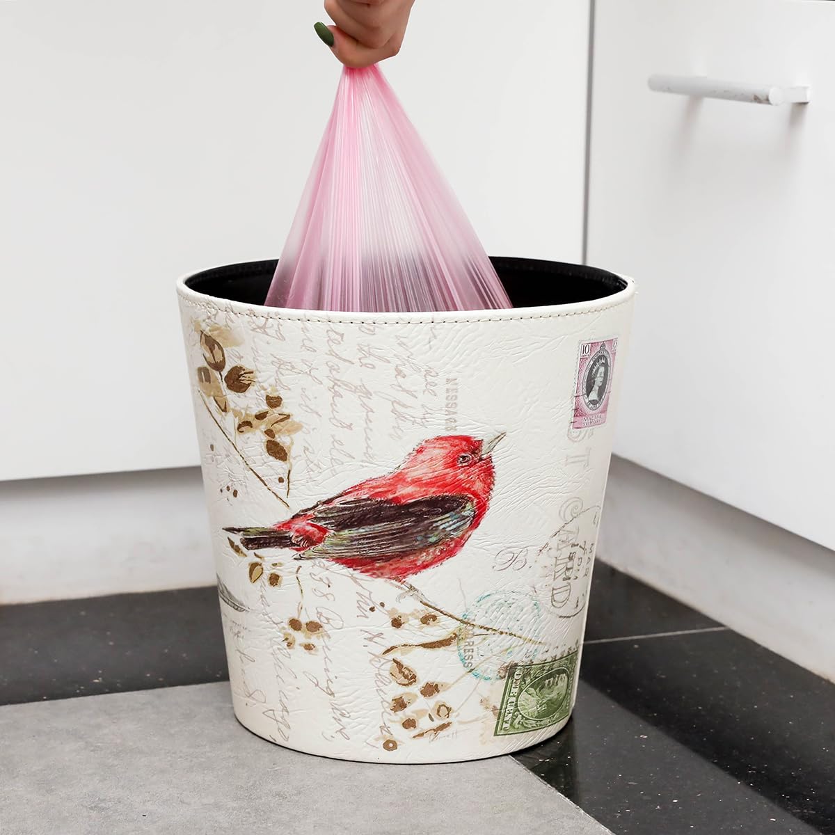 PU Leather Small Trash Can Wastebasket