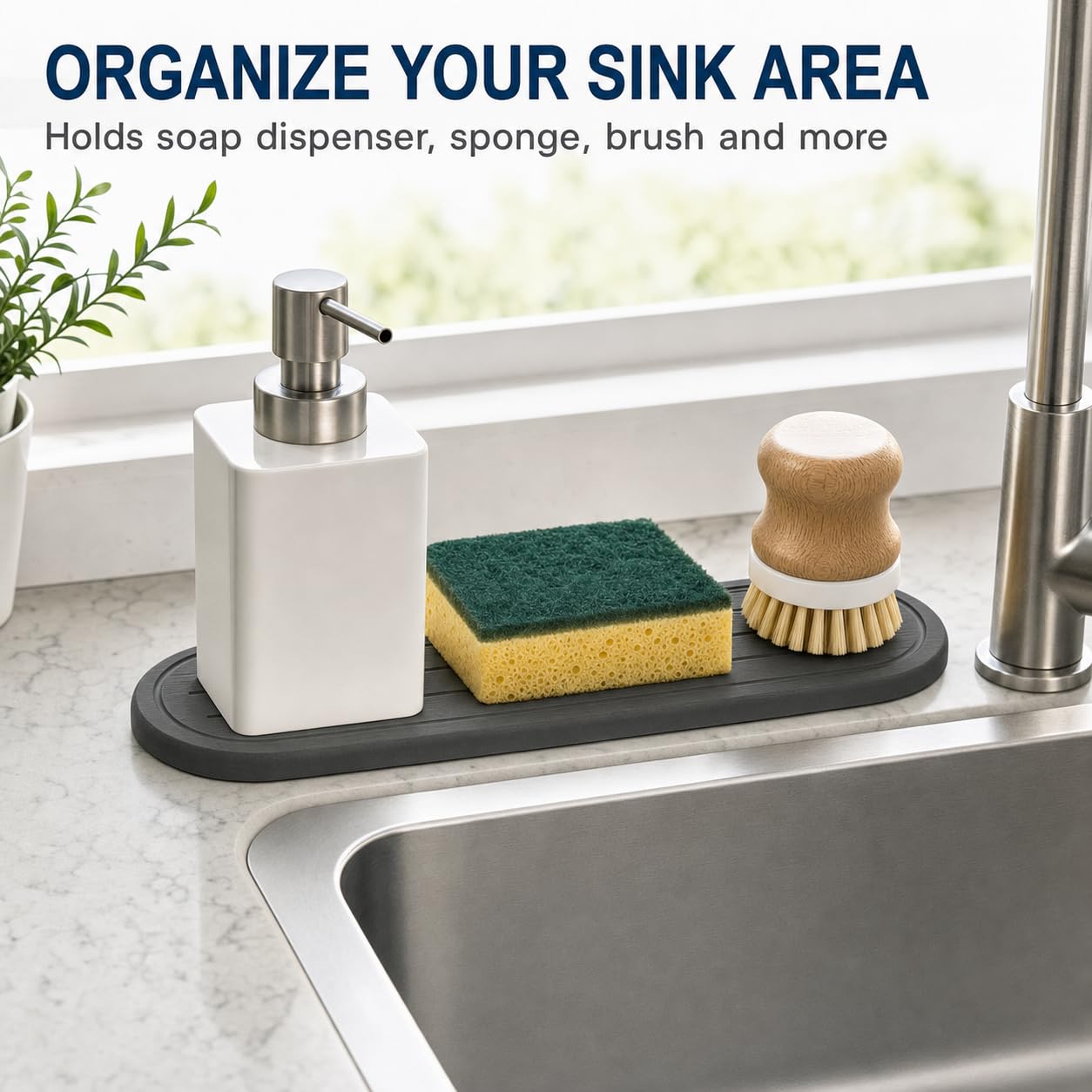 2PCS Water Absorbing Stone Drying Tray Mat for Bathroom Sink & Kitchen Counter Faucet Organizer Decor (2 Count)