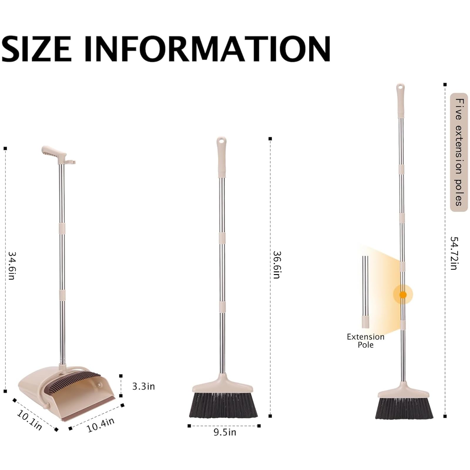 Broom and Dustpan Set with Long Handle