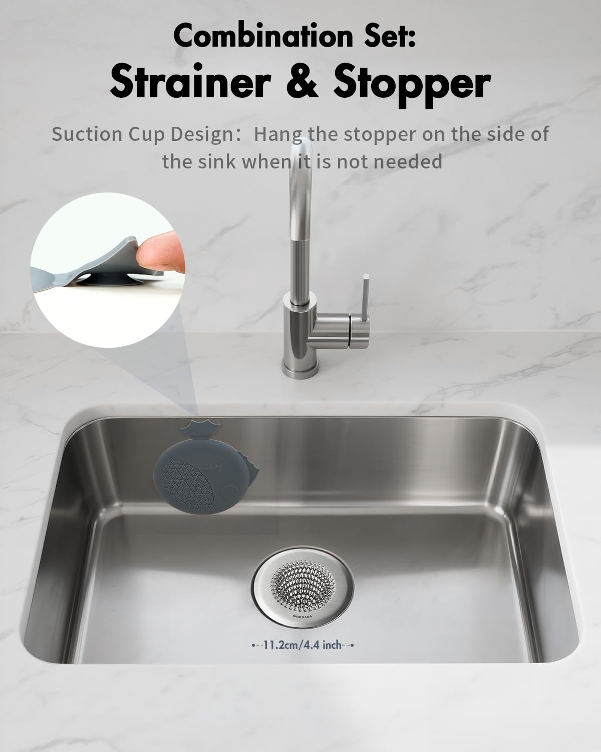 Upgraded Reversible Sink Drain Strainer & Kitchen Sink Stopper Set