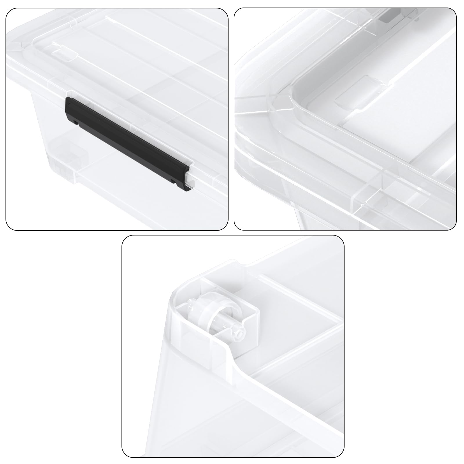 Set of 3 42 L Plastic Underbed Box with Latching Lid and Wheels (3 Count)