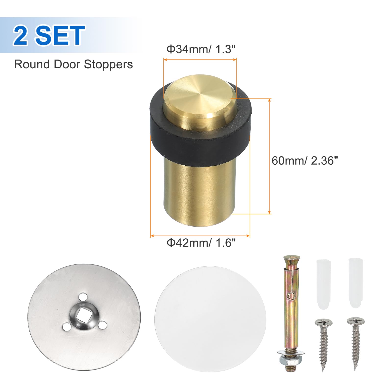 2Set Round Door Stoppers