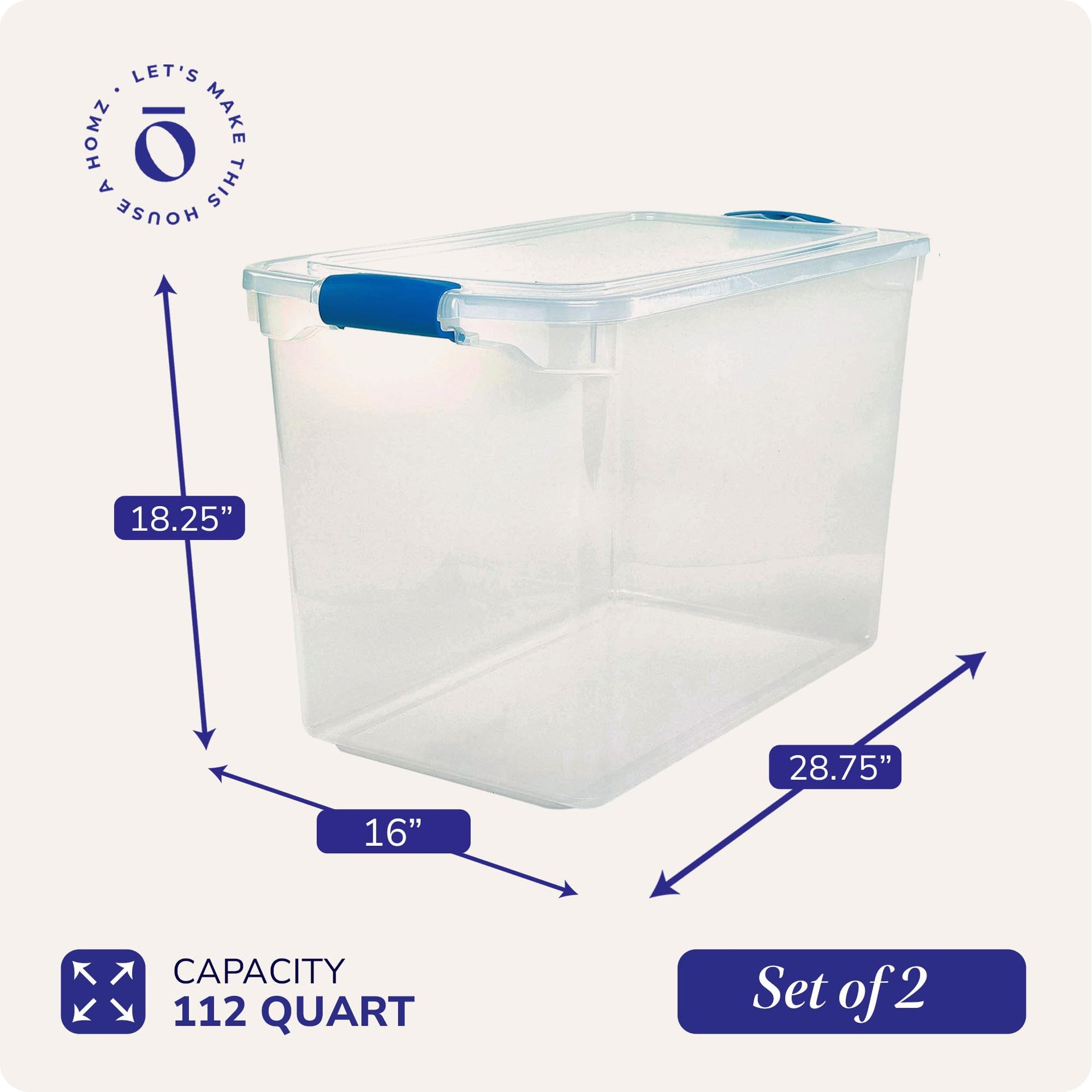 Clear Plastic Storage Bins w (2 Count)