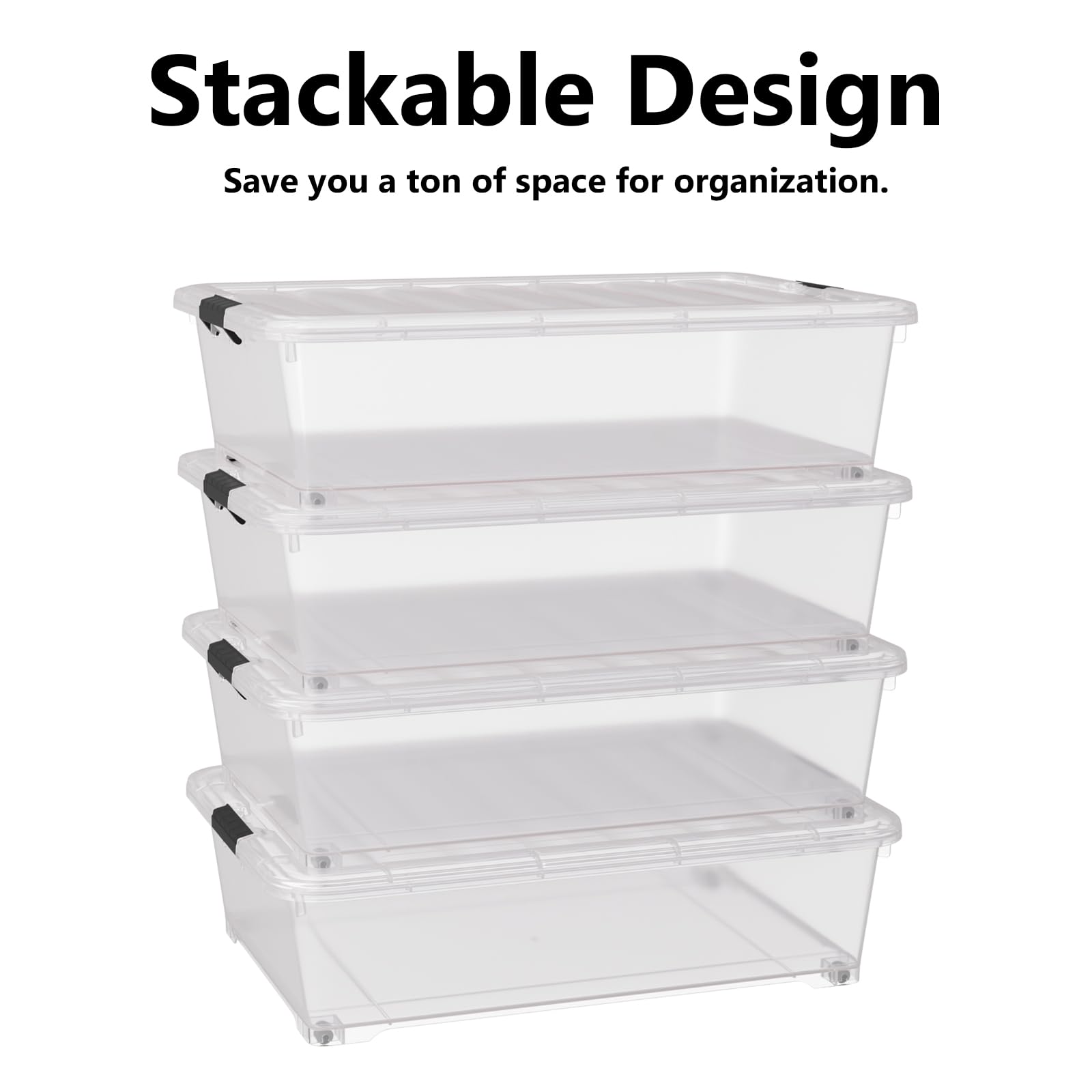 50 Qt Under Bed Storage Bins with Wheels (3 Count)