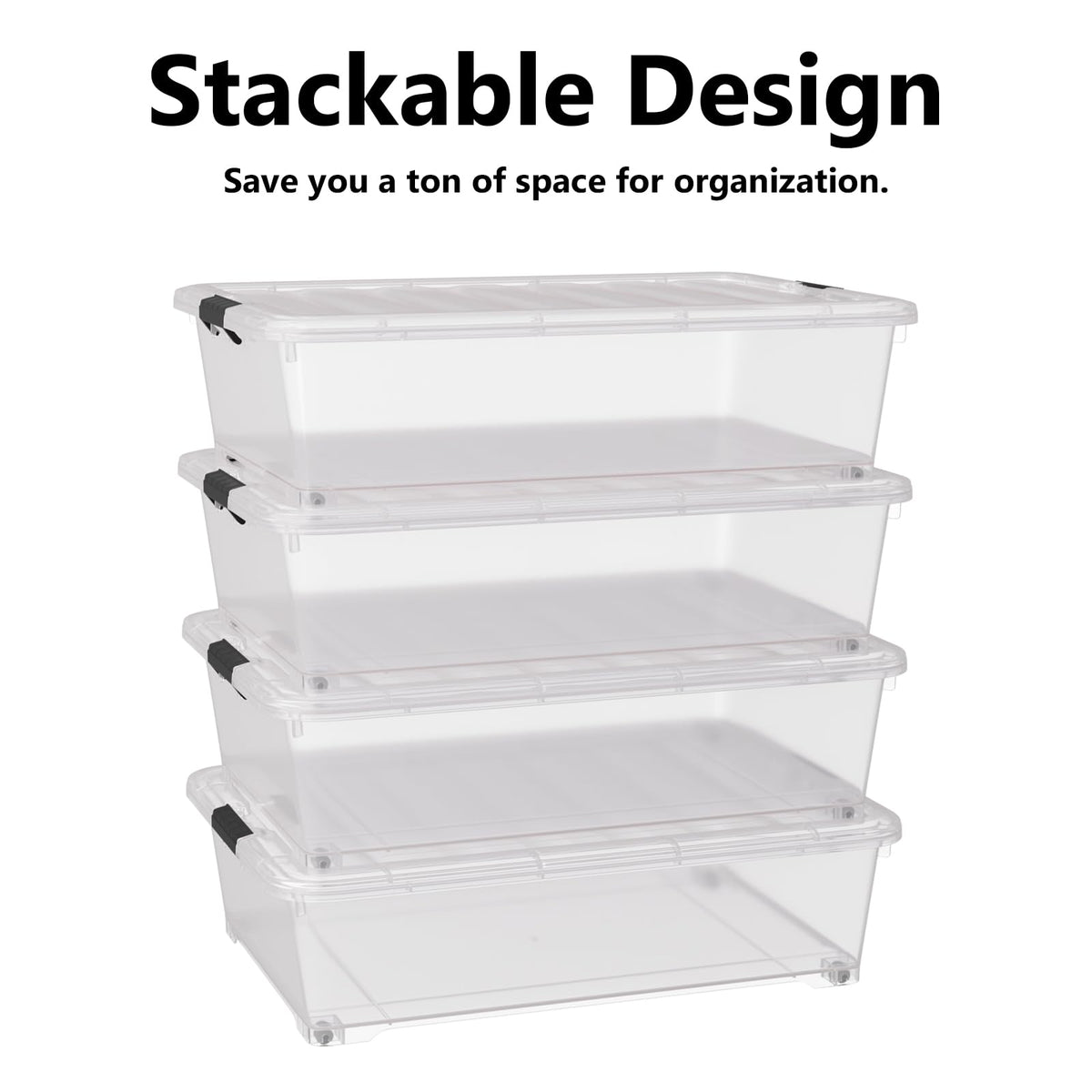 50 Qt Under Bed Storage Bins with Wheels (3 Count)