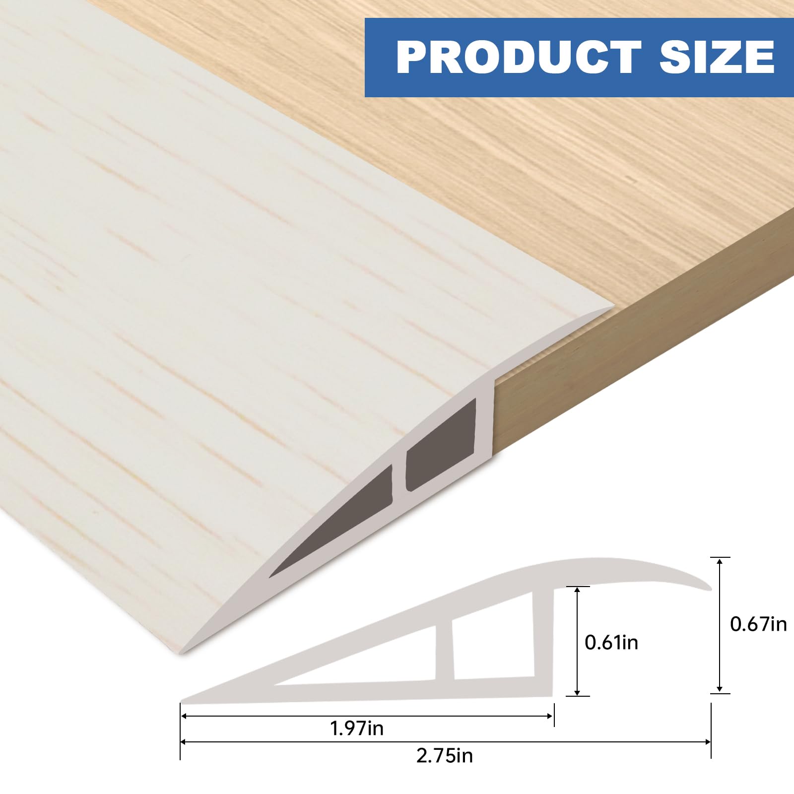 Vinyl Floor Transition Strip Self Adhesive Door Threshold Strip (6.6 Foot)