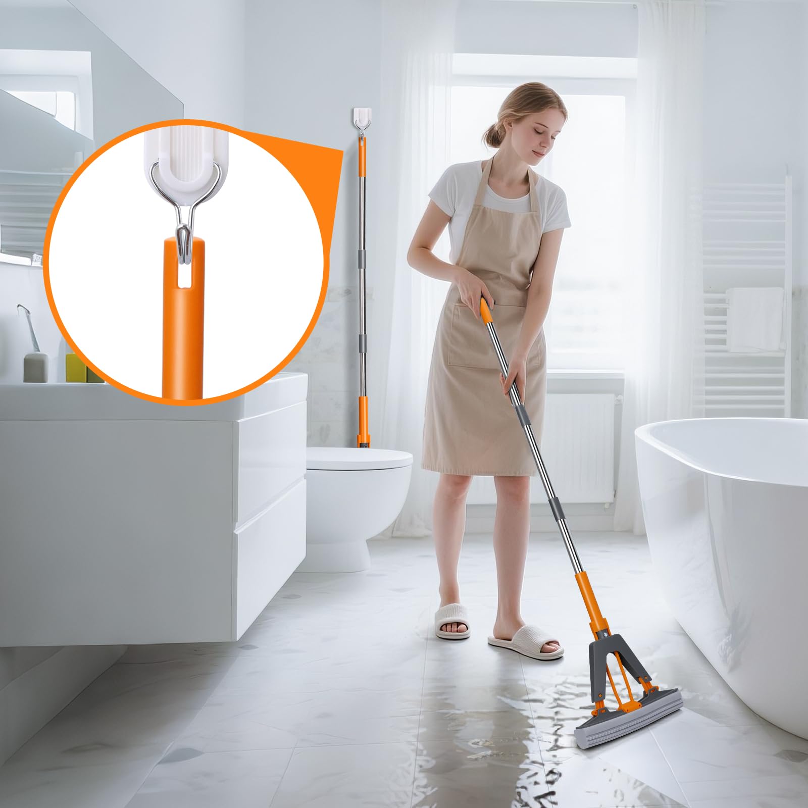 Sponge Mop Masthome PVA Squeeze Mop with 3 Absorbent Mop Refills
