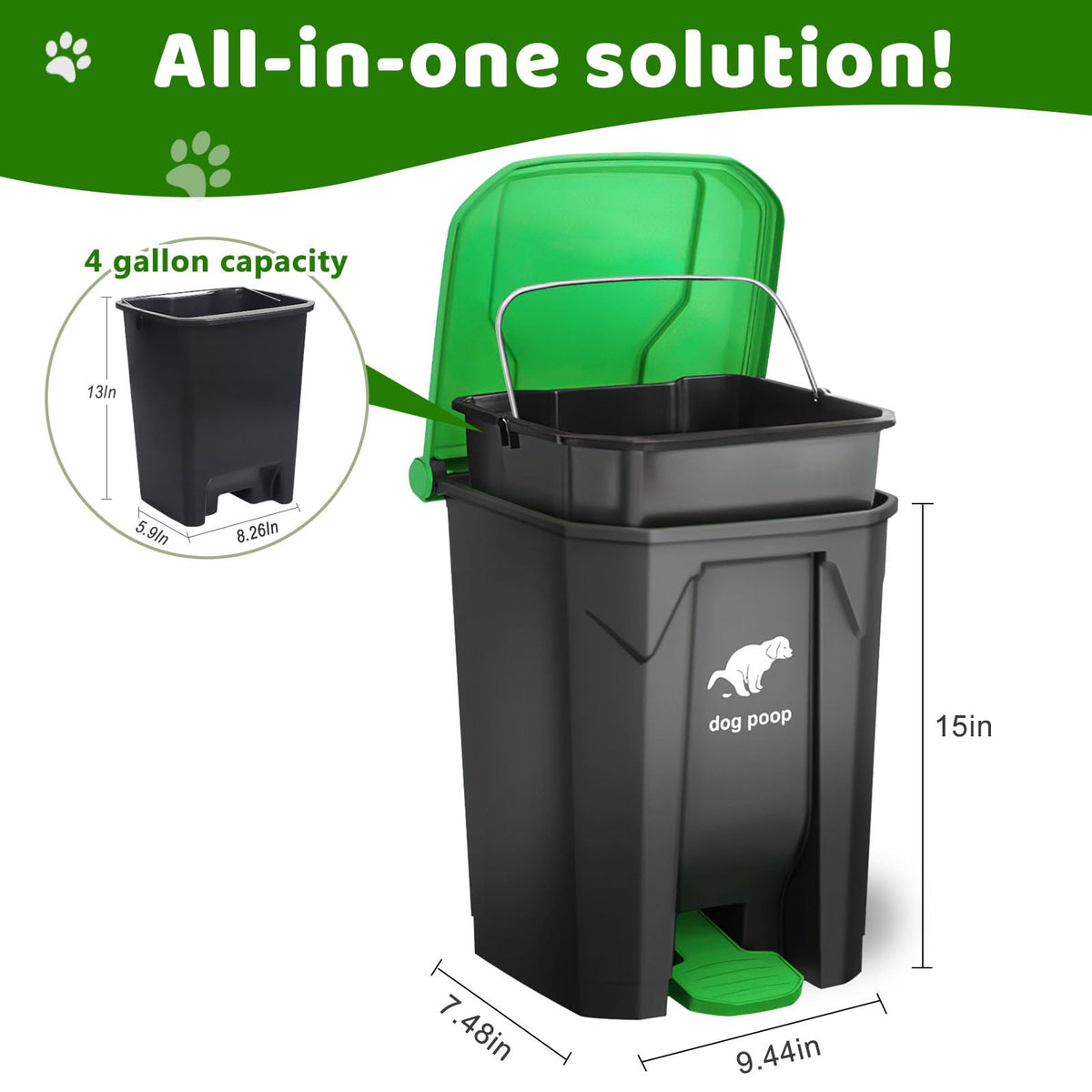 Dog Poop Trash Can Outside 20L (100 Count)