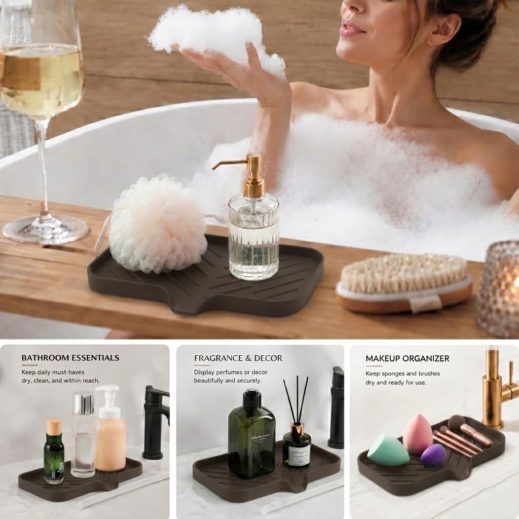 Silicone Soap Dish with Drain Spout