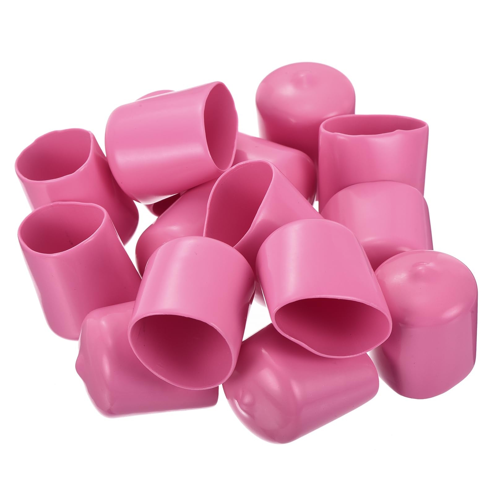 20pcs Rubber End Caps 23mm ID Vinyl PVC Round Tube Bolt Cap Cover Screw Thread Protectors Pink