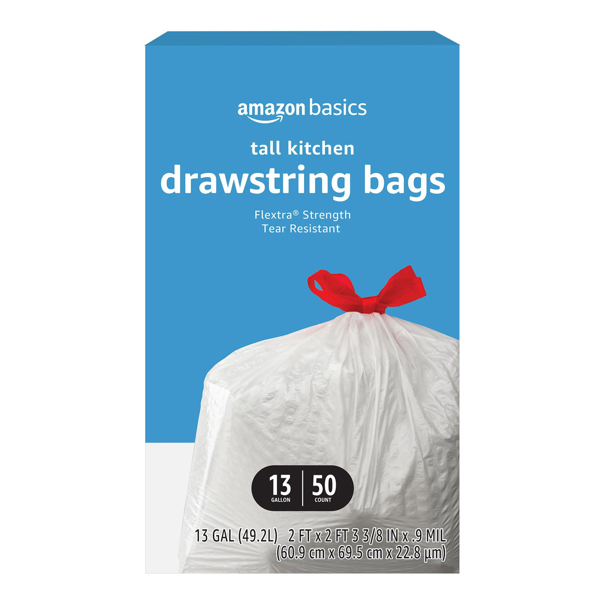 Flextra Tall Kitchen Drawstring Trash Bags (50 Count)