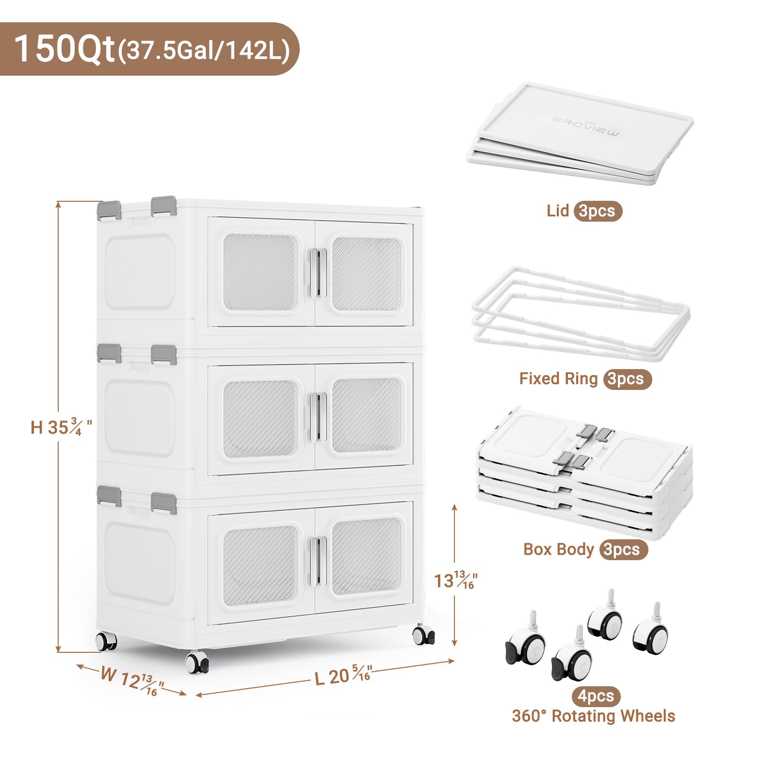 150 Qt Extra Large Stackable Storage Bin with Lids (3 Count)