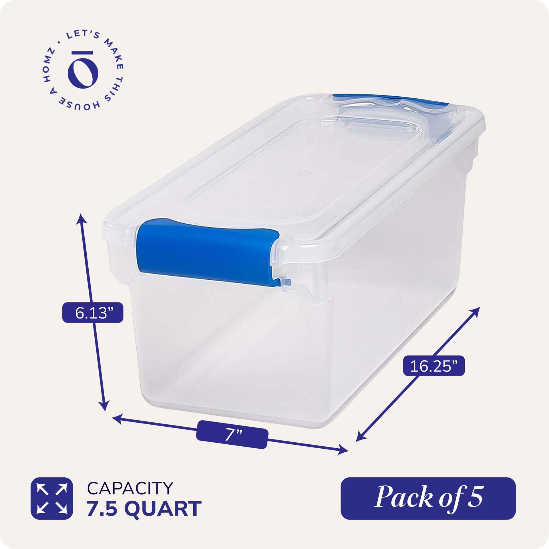 Clear Plastic Storage Bins w (5 Count)