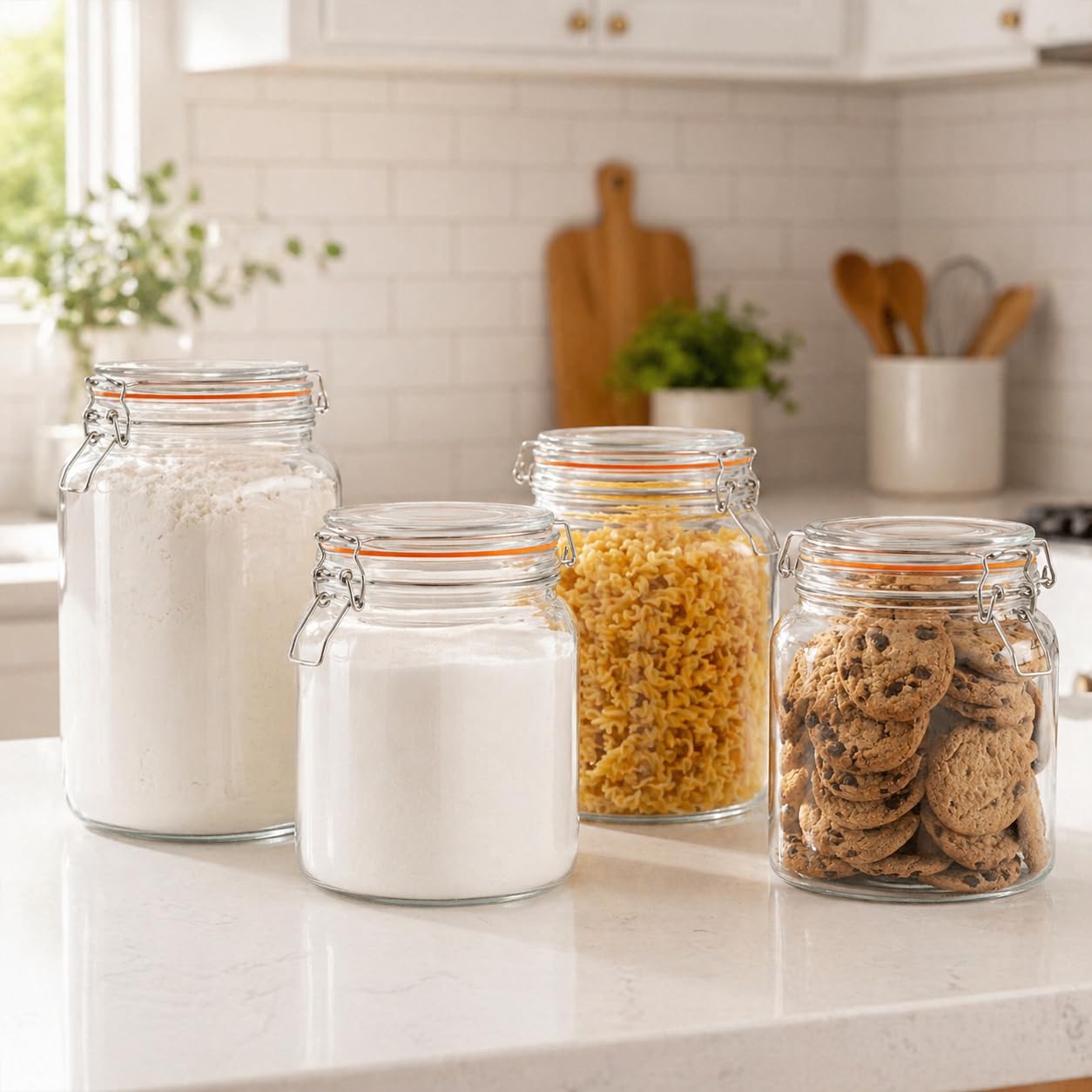 Half Gallon Glass Large Mason Jars with Airtight Lid (4 Count)