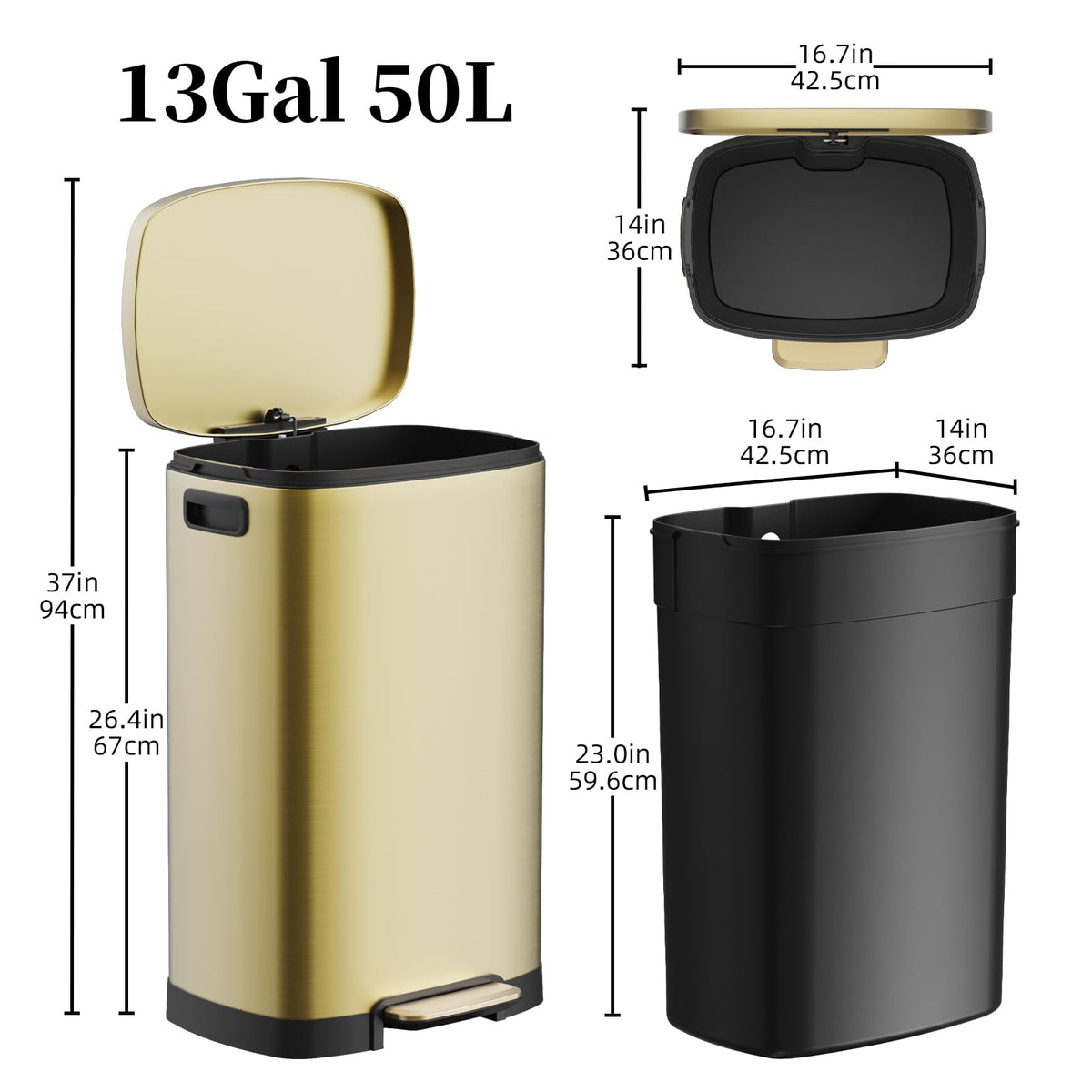 13 Gallon Trash Can with Lid (40 Count)