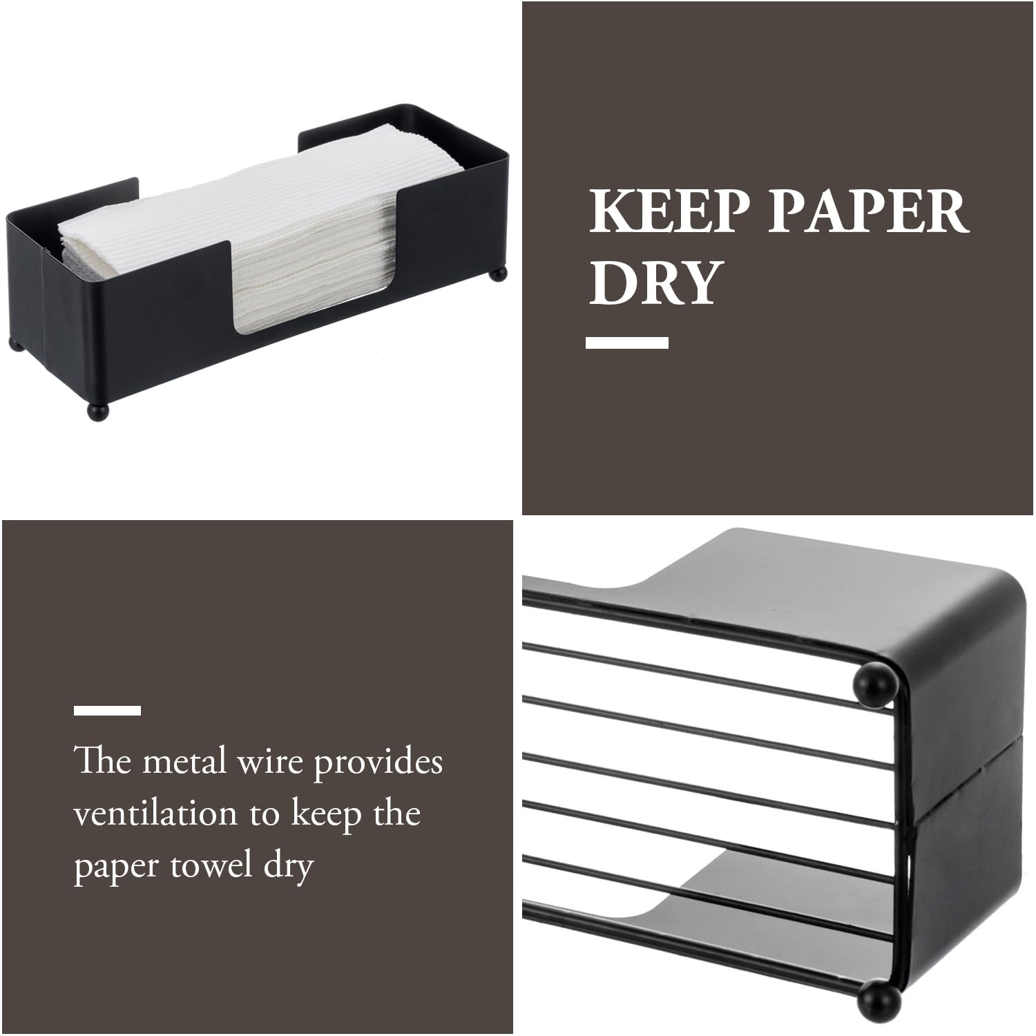Modern Matte Black Metal Tabletop Commercial Folded Paper Towel Holder