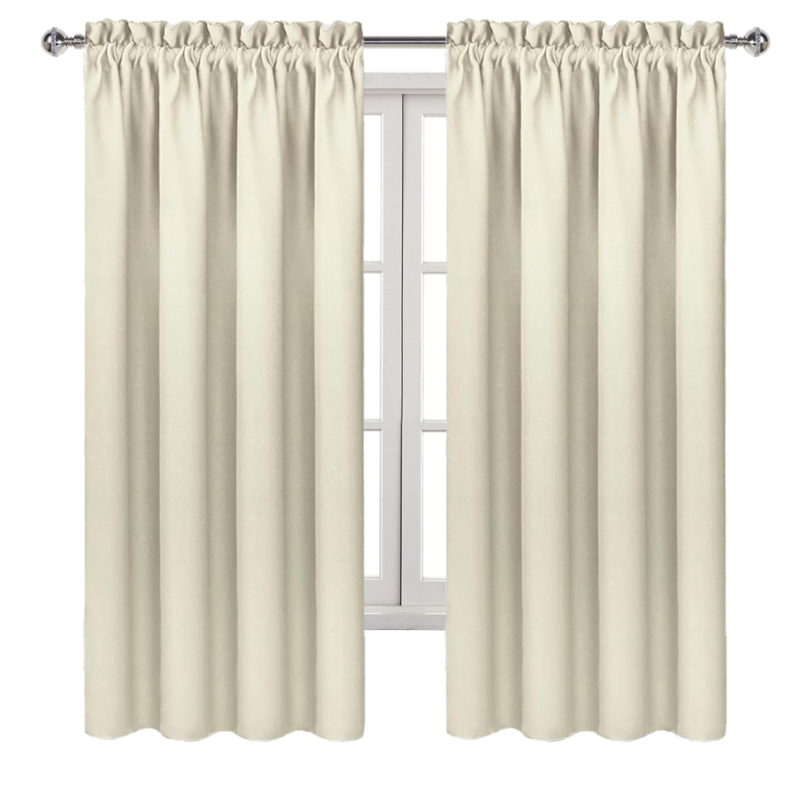 Blackout Curtains for Bedroom 42 x 63 Inch Long Light Beige 2 Panels