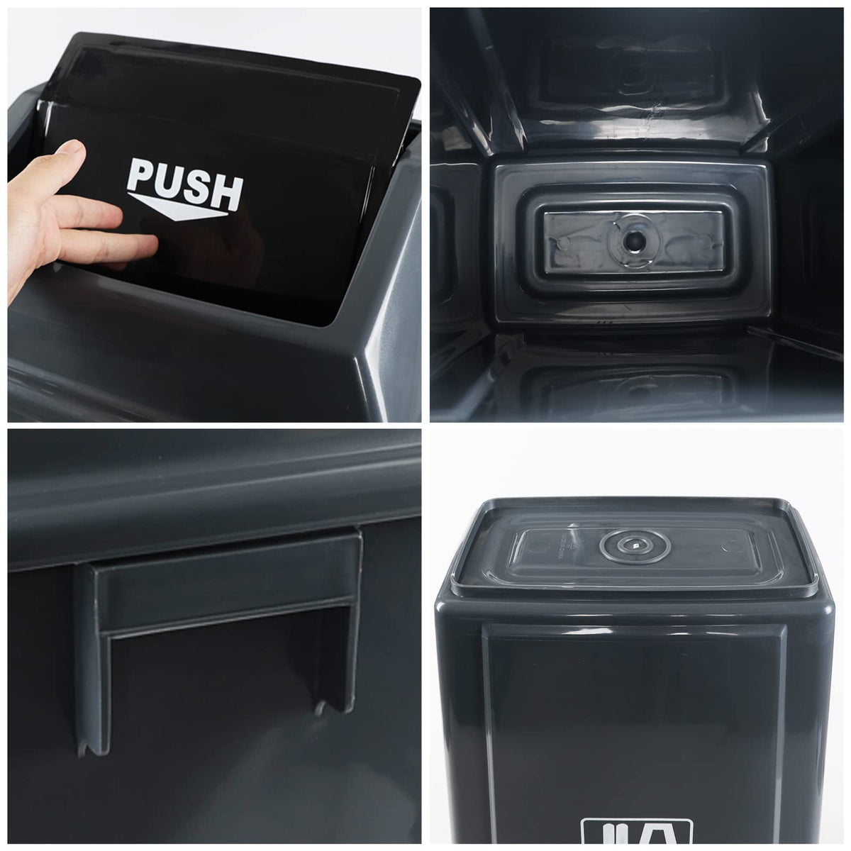 4 Pack 13 Gallon Plastic Kitchen Trash Can with Swing Lid (4 Count)