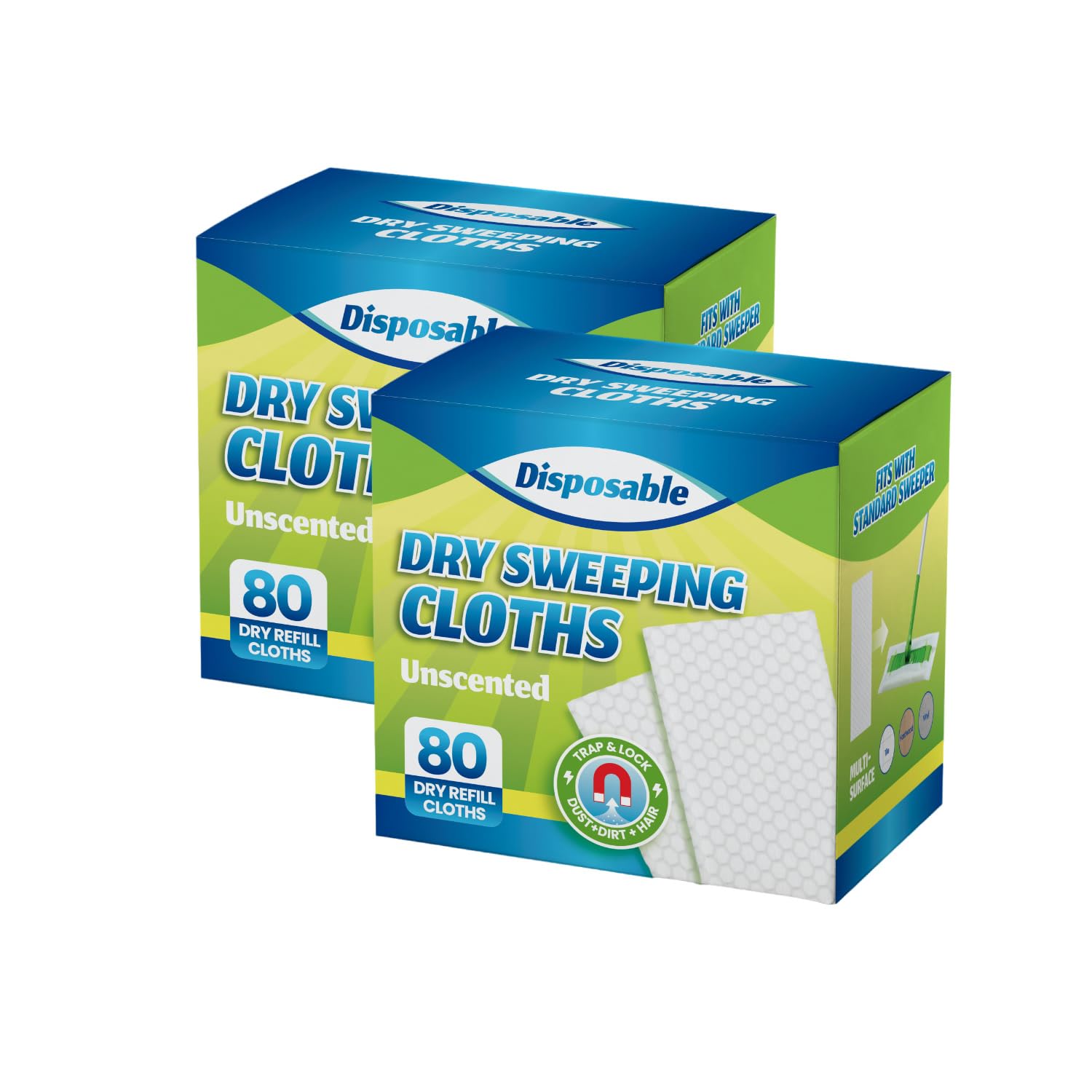 Dry Sweeping Cloths Disposable Mop Refills Floor Dust Mop Pad (160 Count)