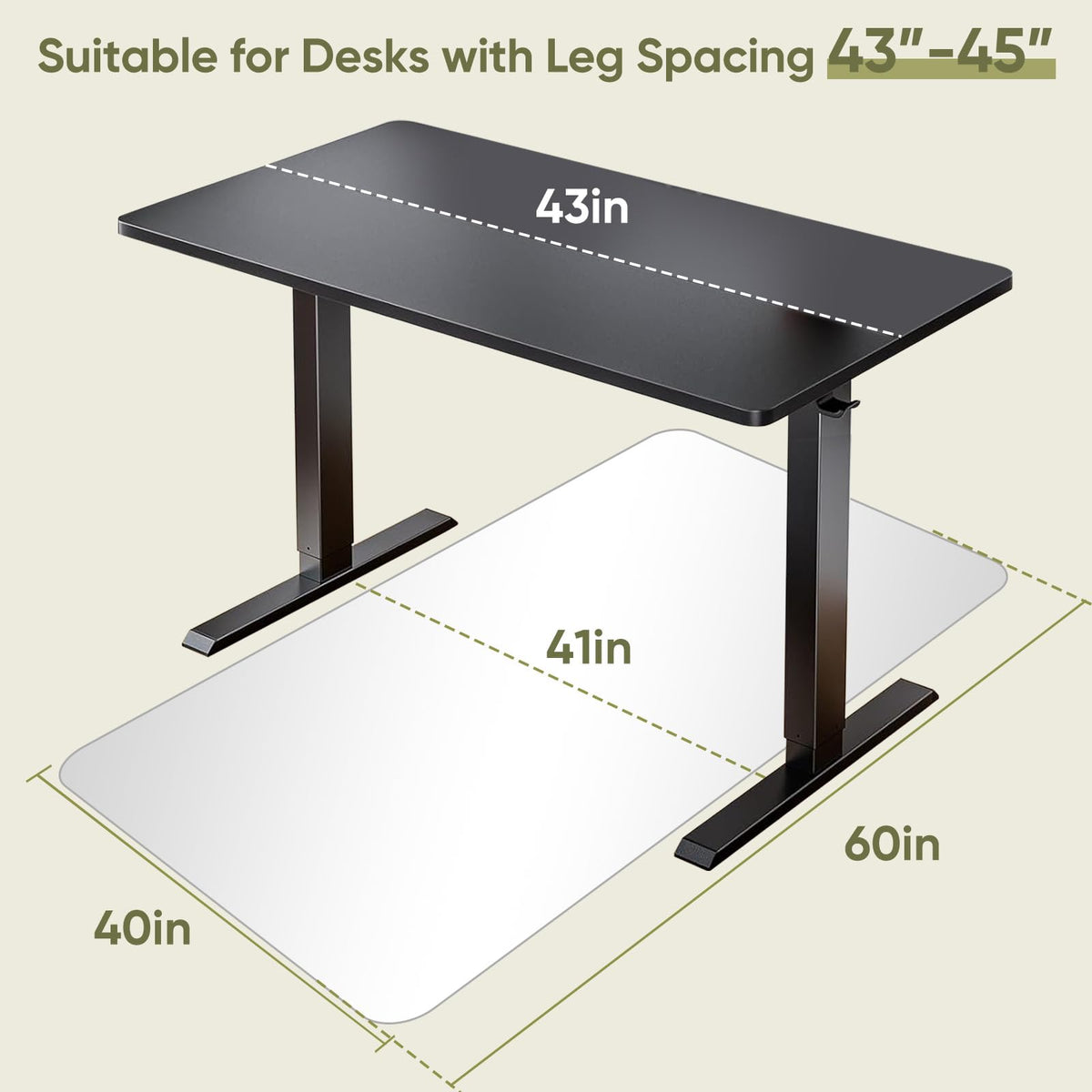 40"x60" Tempered Glass Chair Mat for Carpet & Hardwood Floors