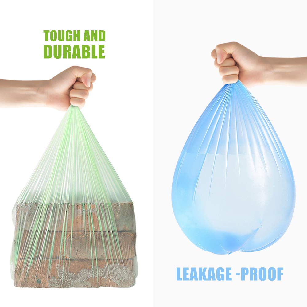 2.6 Gallon 330pcs Strong Trash Bags Colorful Clear Garbage Bags by Teivio (330 Count)