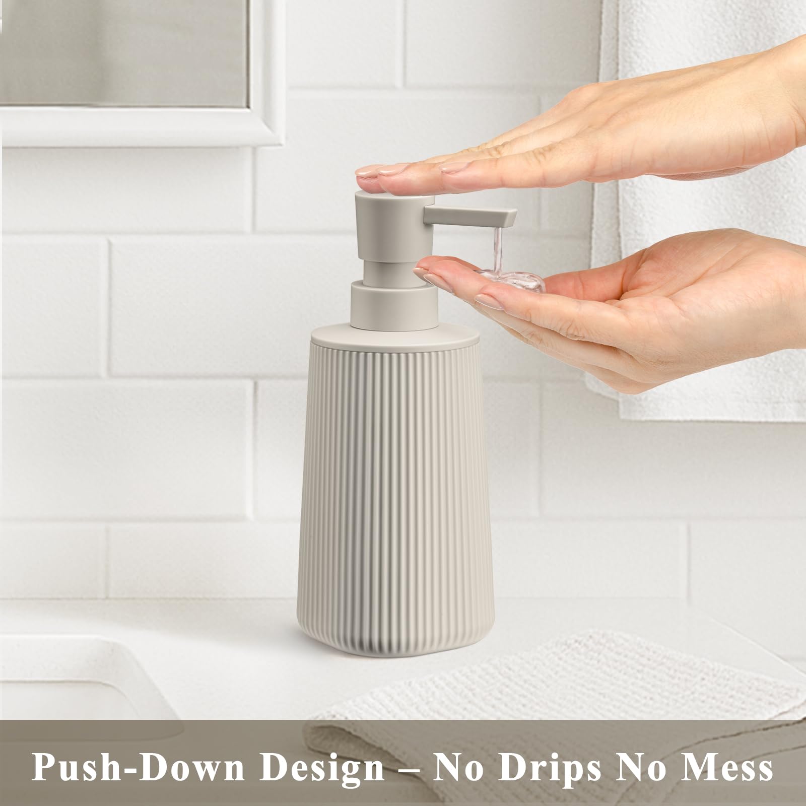 Beige 2 Pack Hand Soap Dispensers Set (2 Count)