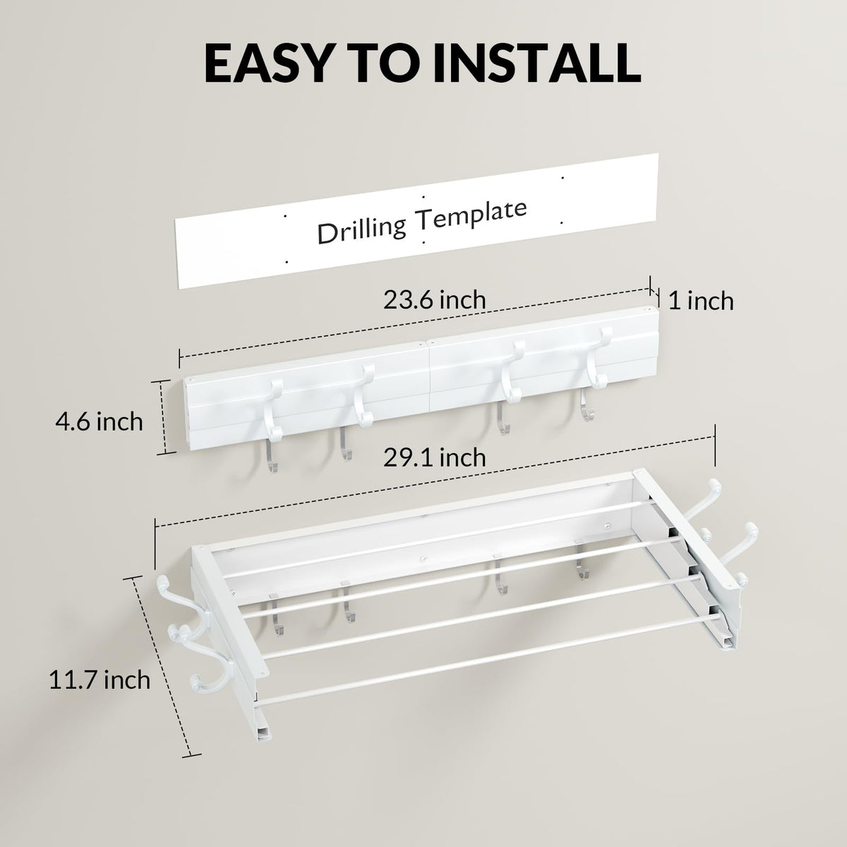 Wall Mounted Foldable Clothes Drying Rack