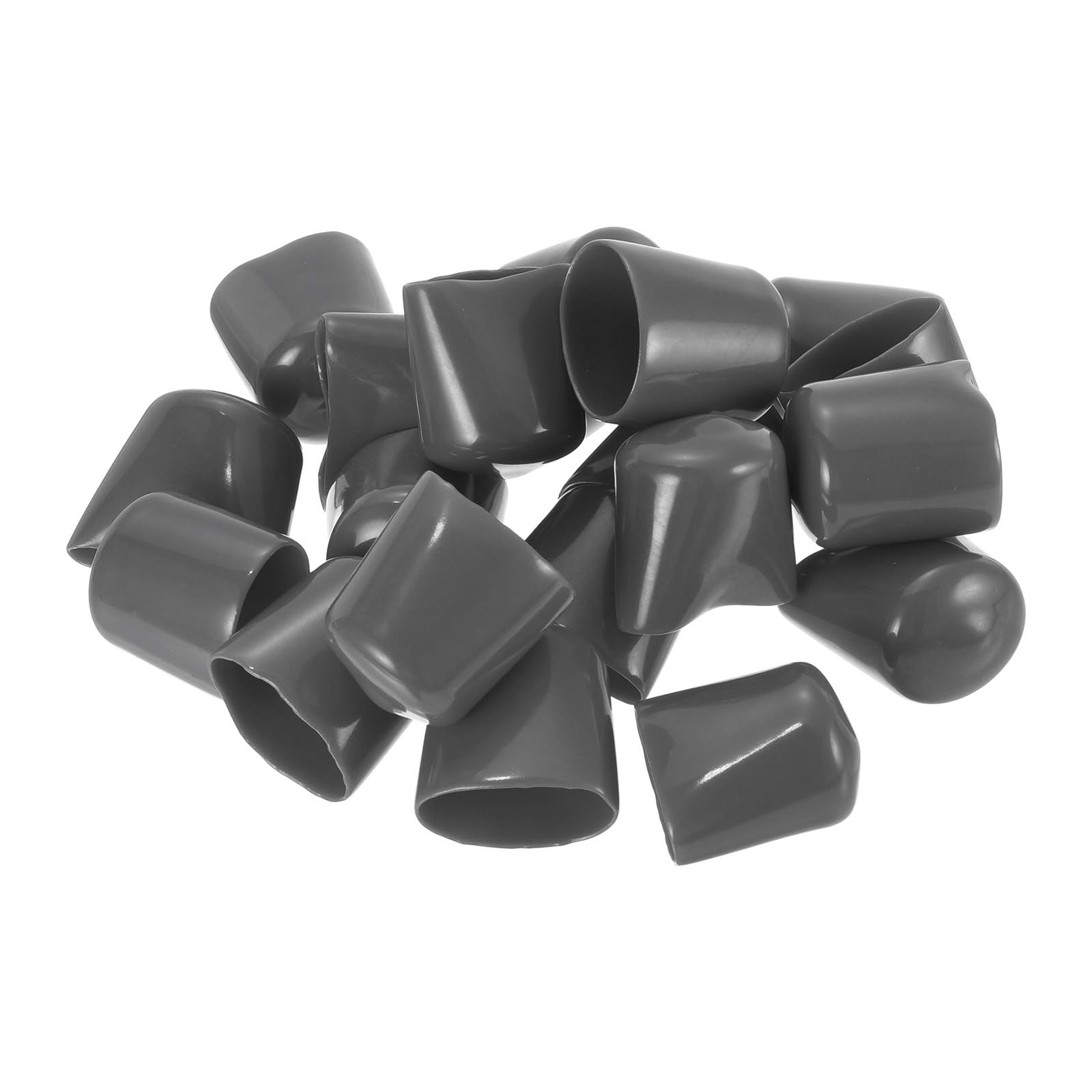 20pcs Rubber End Caps 22mm ID Vinyl PVC Round Tube Bolt Cap Cover Screw Thread Protectors Dark Grey