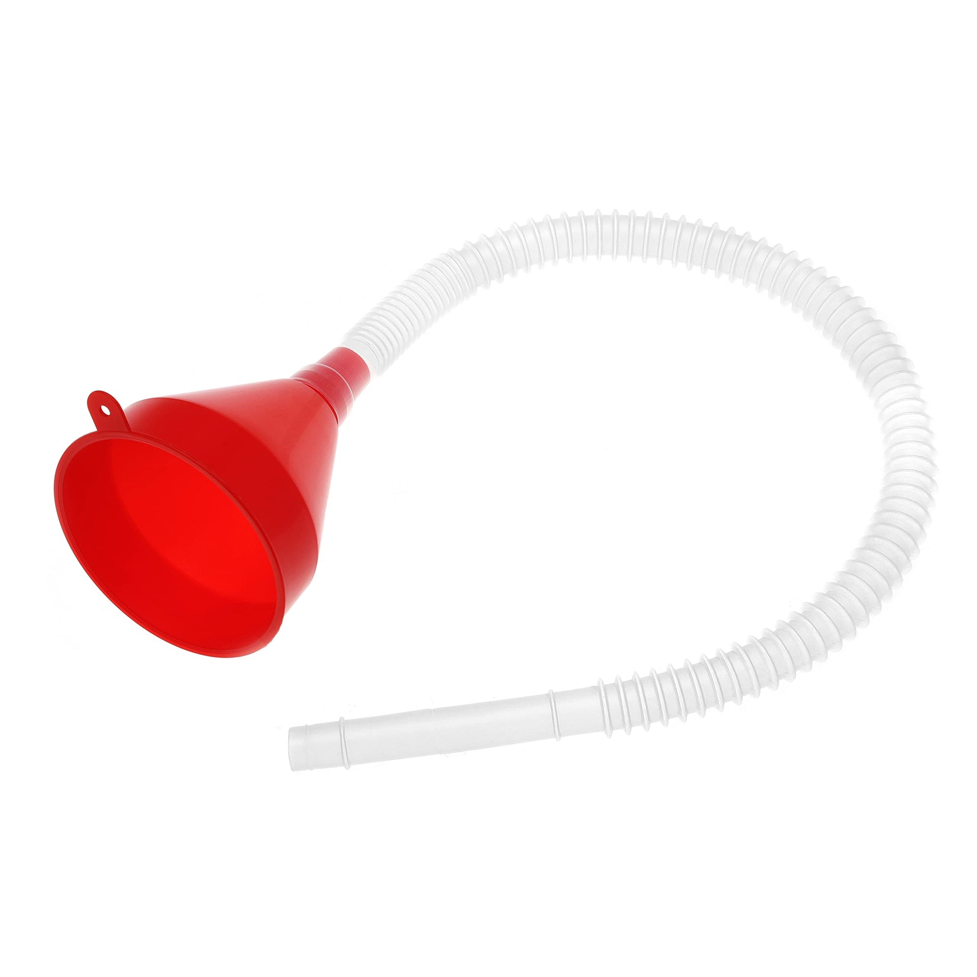 Small Flexible Fuel Funnel with Long Hose Plastic Wide Mouth Filling Funnel Car Funnel for Engine Oil Gas Fuel Gasoline Diesel Water Fluid Liquid Transmission Red Wide Diameter 3.15inch