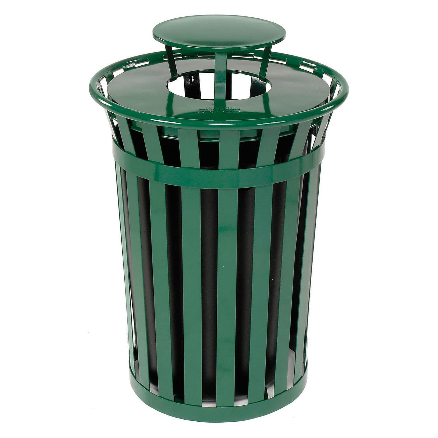 Heavy Duty 36 Gallon Cap Outdoor Metal Slatted Trash Can