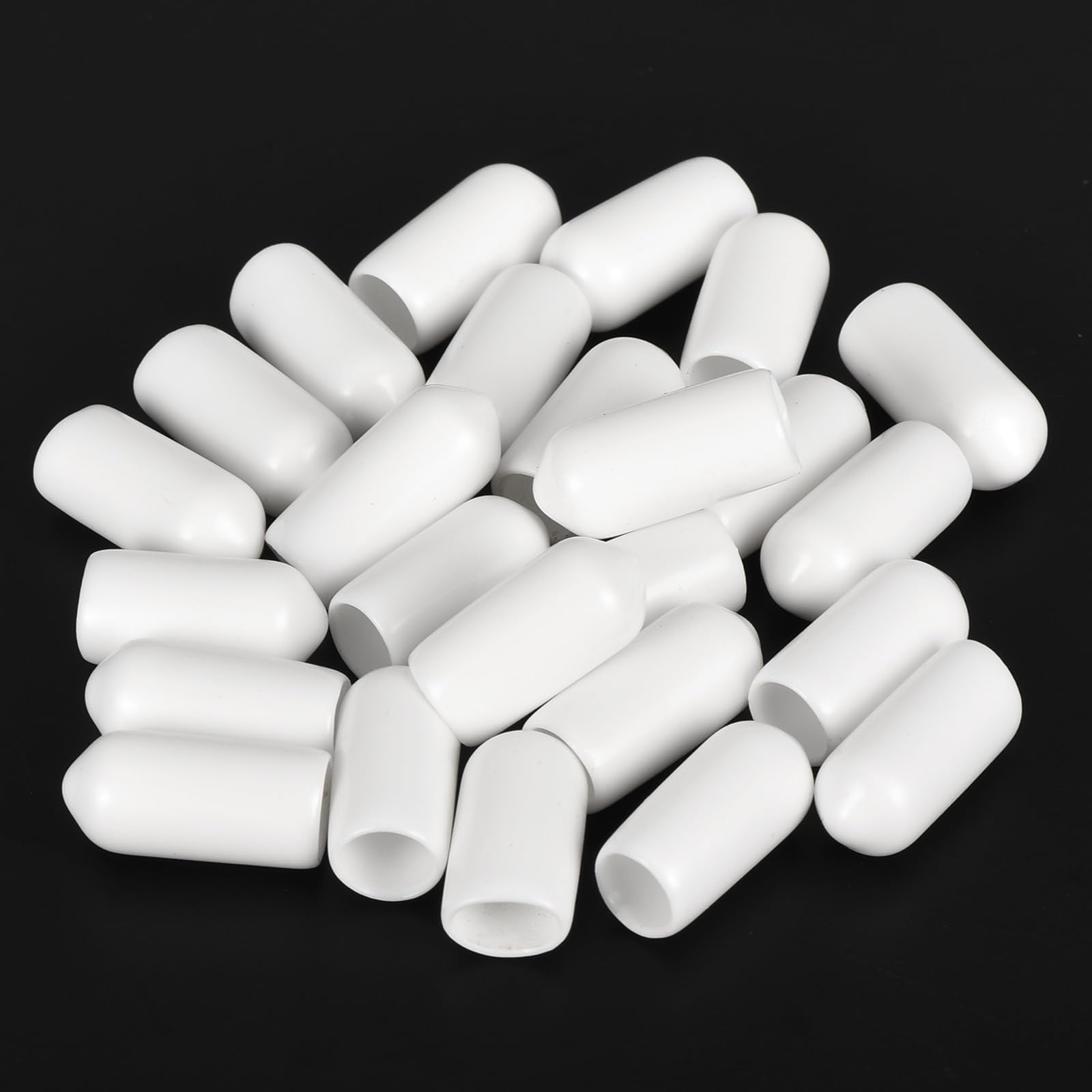 20pcs Rubber End Caps 6.5mm ID Vinyl Round End Cap Cover Screw Thread Protectors White