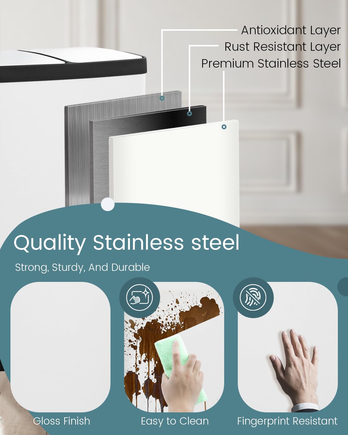 Kitchen Trash Can Dual Compartments